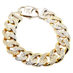 14 Karat Yellow Gold 9.80 Carat Diamond Cuban Link Bracelet
