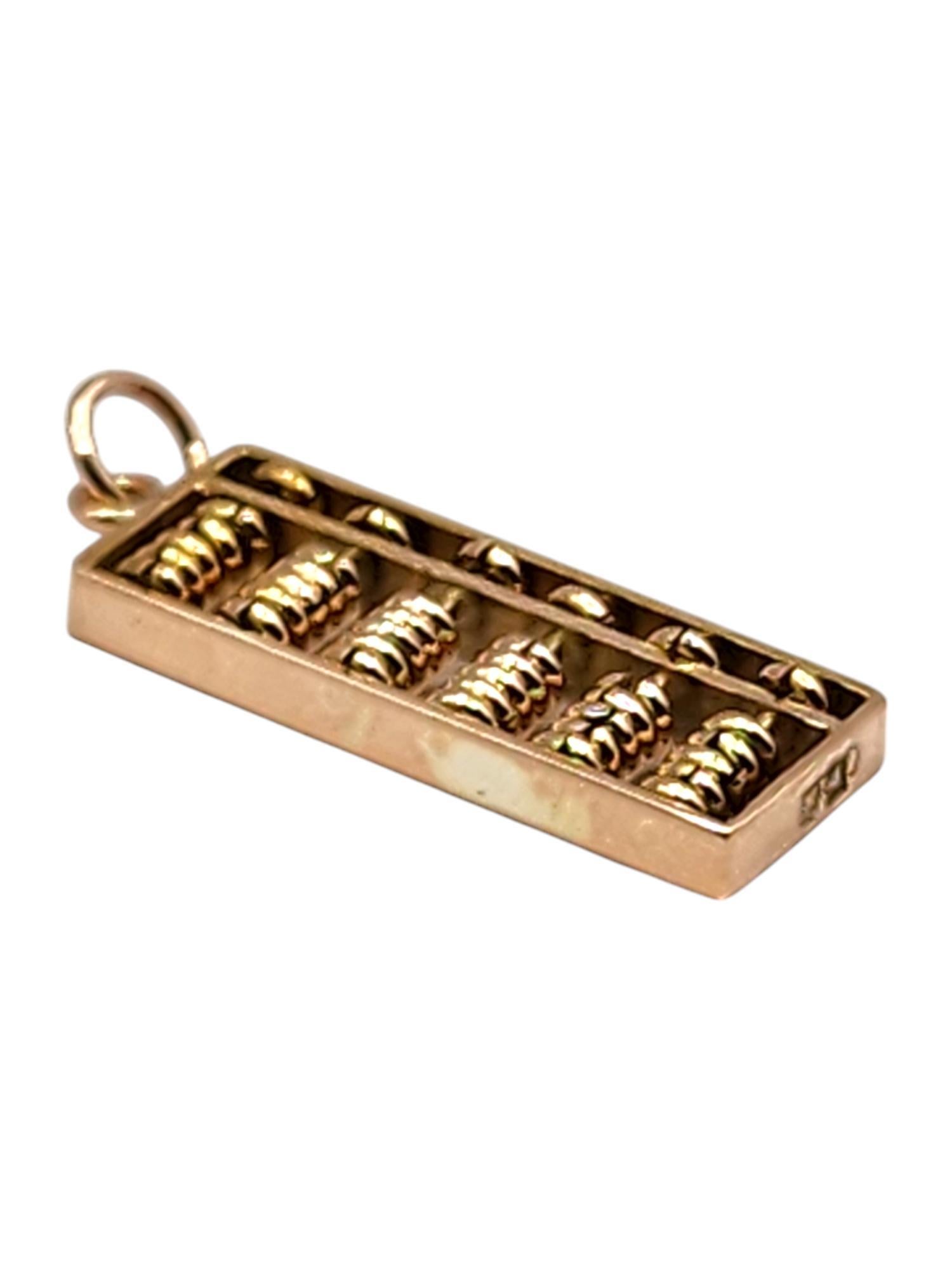14 Karat Yellow Gold Abacus Charm #20003 In Good Condition In Washington Depot, CT