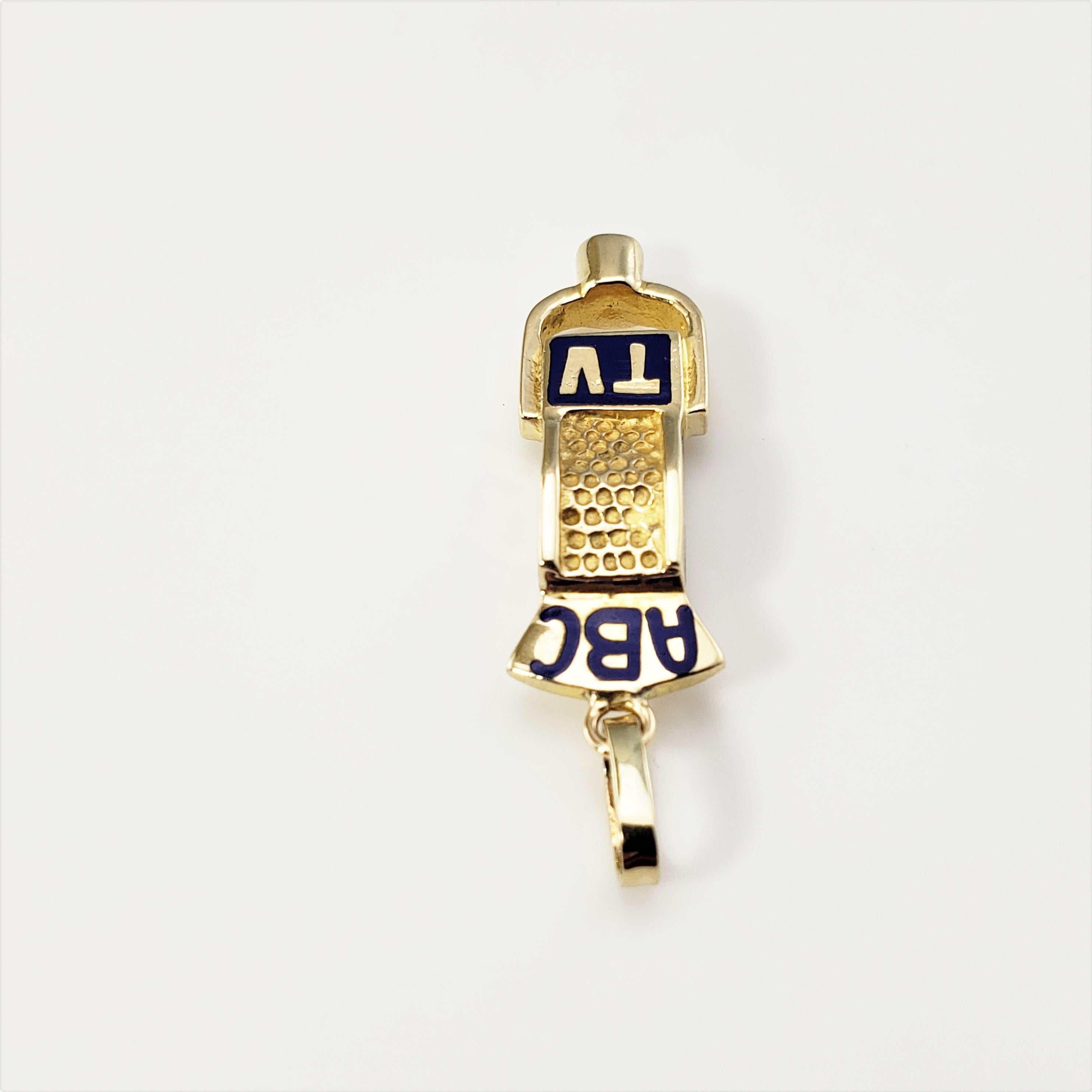 Women's or Men's 14 Karat Yellow Gold ABC TV Studio Microphone Charm For Sale