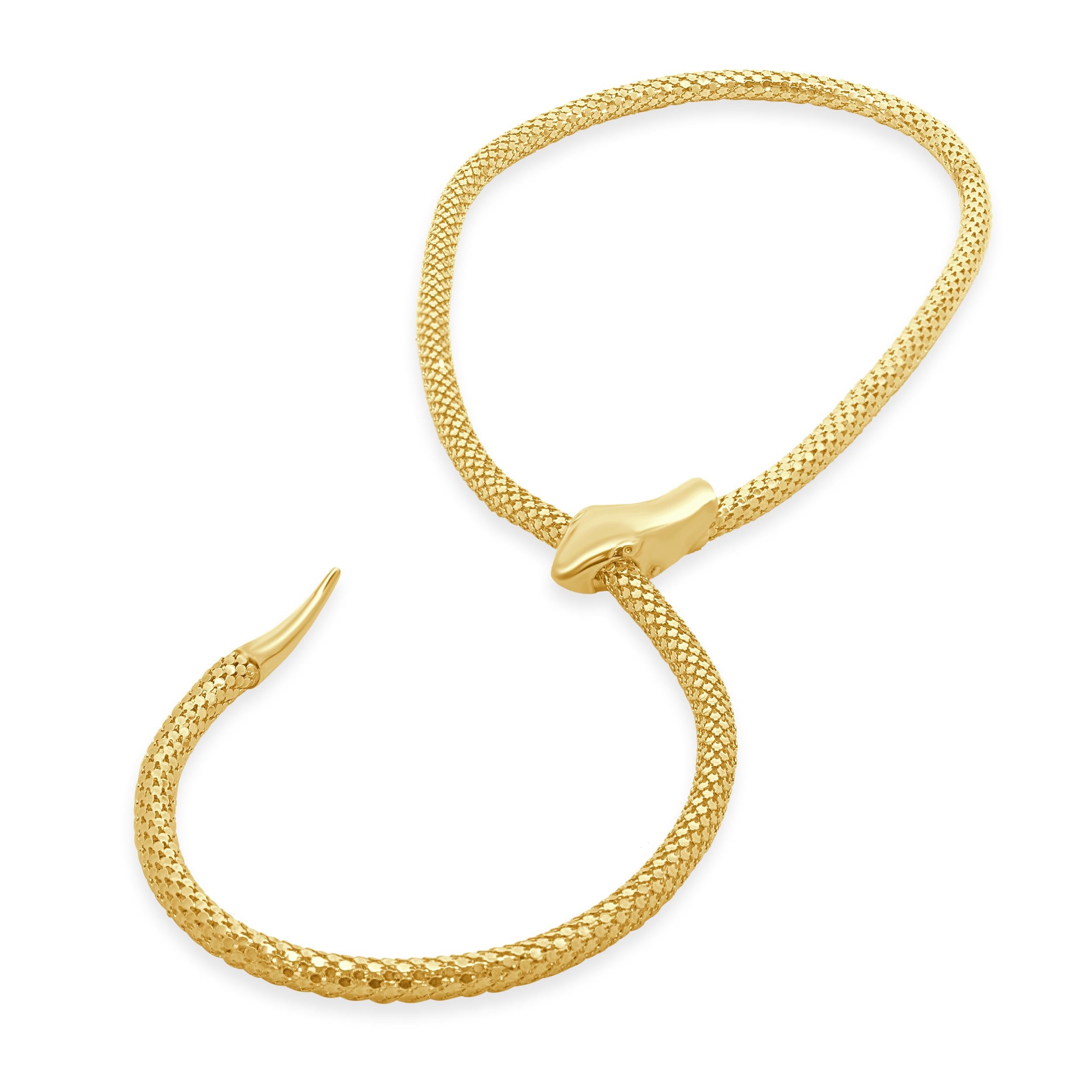 14 Karat Yellow Gold Adjustable Snake Necklace In Excellent Condition For Sale In Scottsdale, AZ