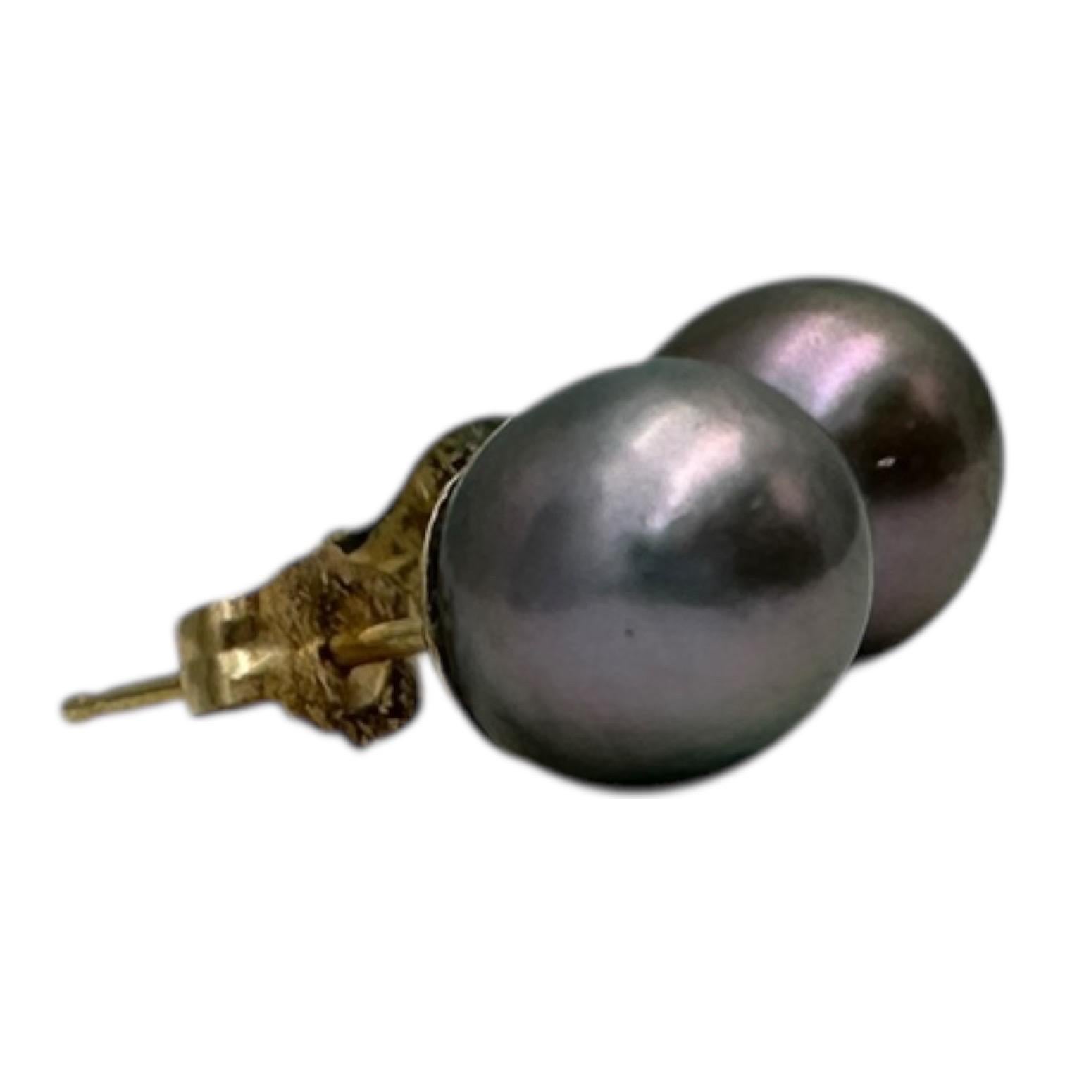 Perlina Orecchino con perla Akoya Tahitiana in oro giallo 14 carati in vendita