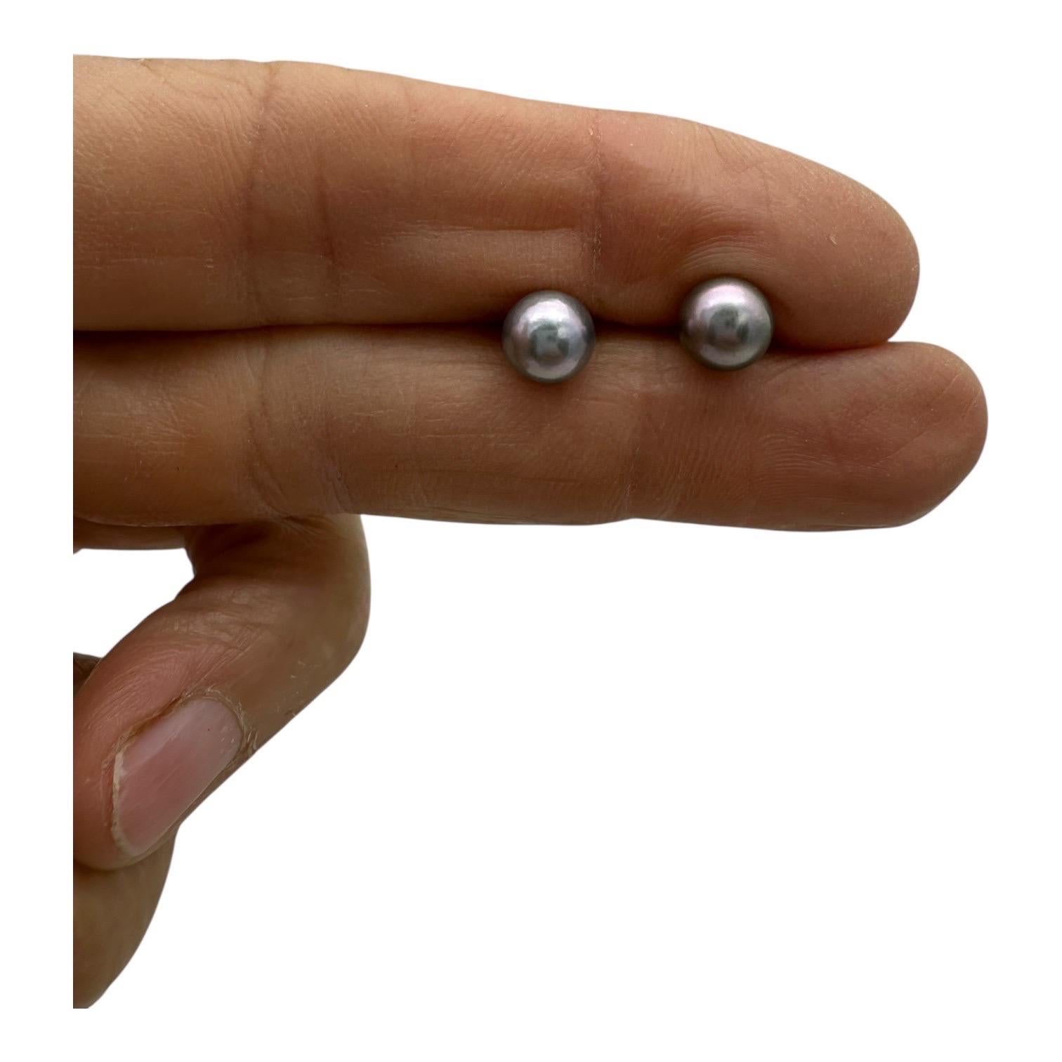 Orecchino con perla Akoya Tahitiana in oro giallo 14 carati in vendita 3