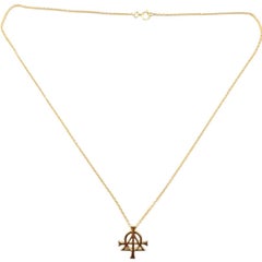 14 Karat Yellow Gold Alpha and Omega Pendant Necklace #21493