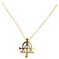 14 Karat Yellow Gold Alpha and Omega Pendant Necklace #21493