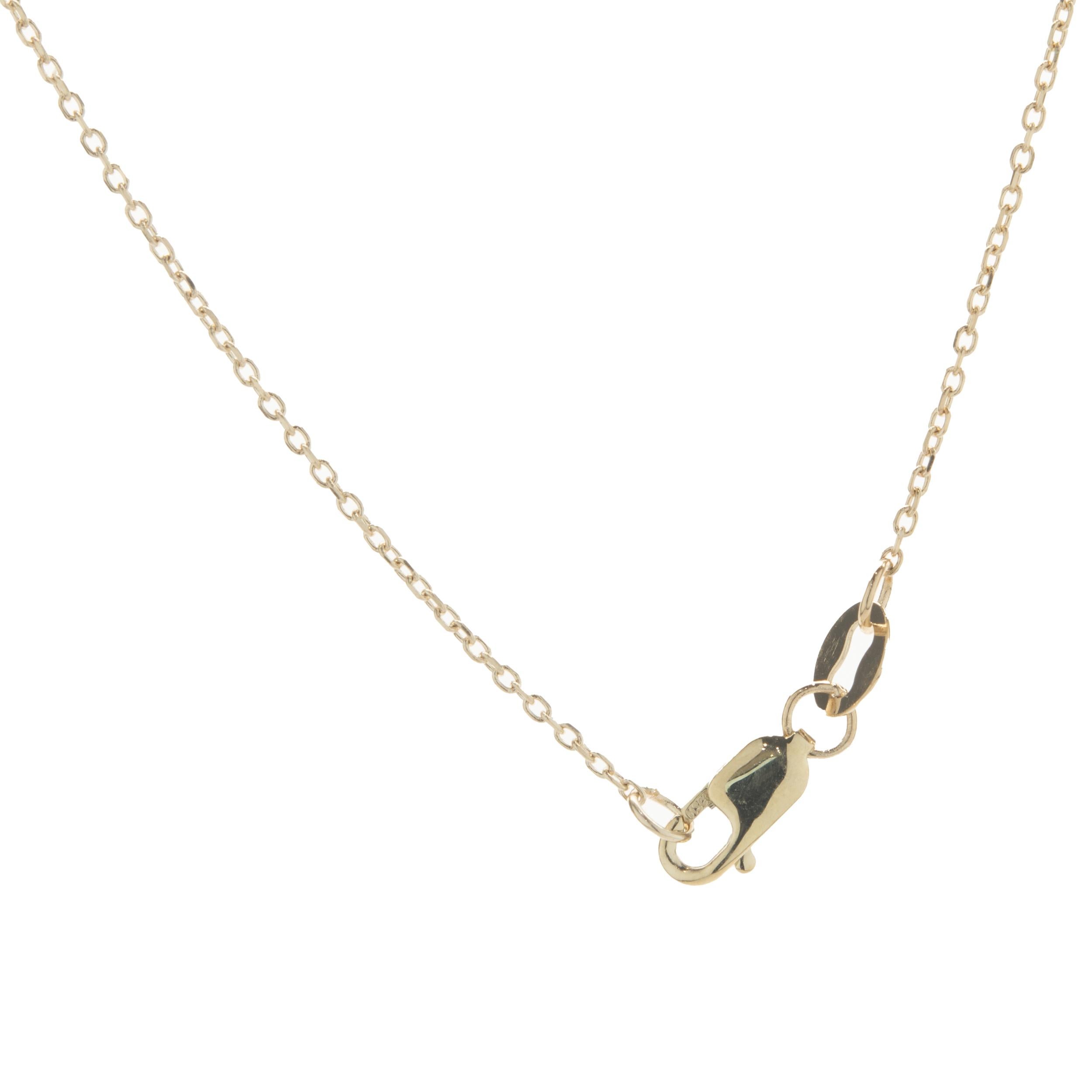 Taille ronde Collier sourire en or jaune 14 carats et diamants alternés en vente