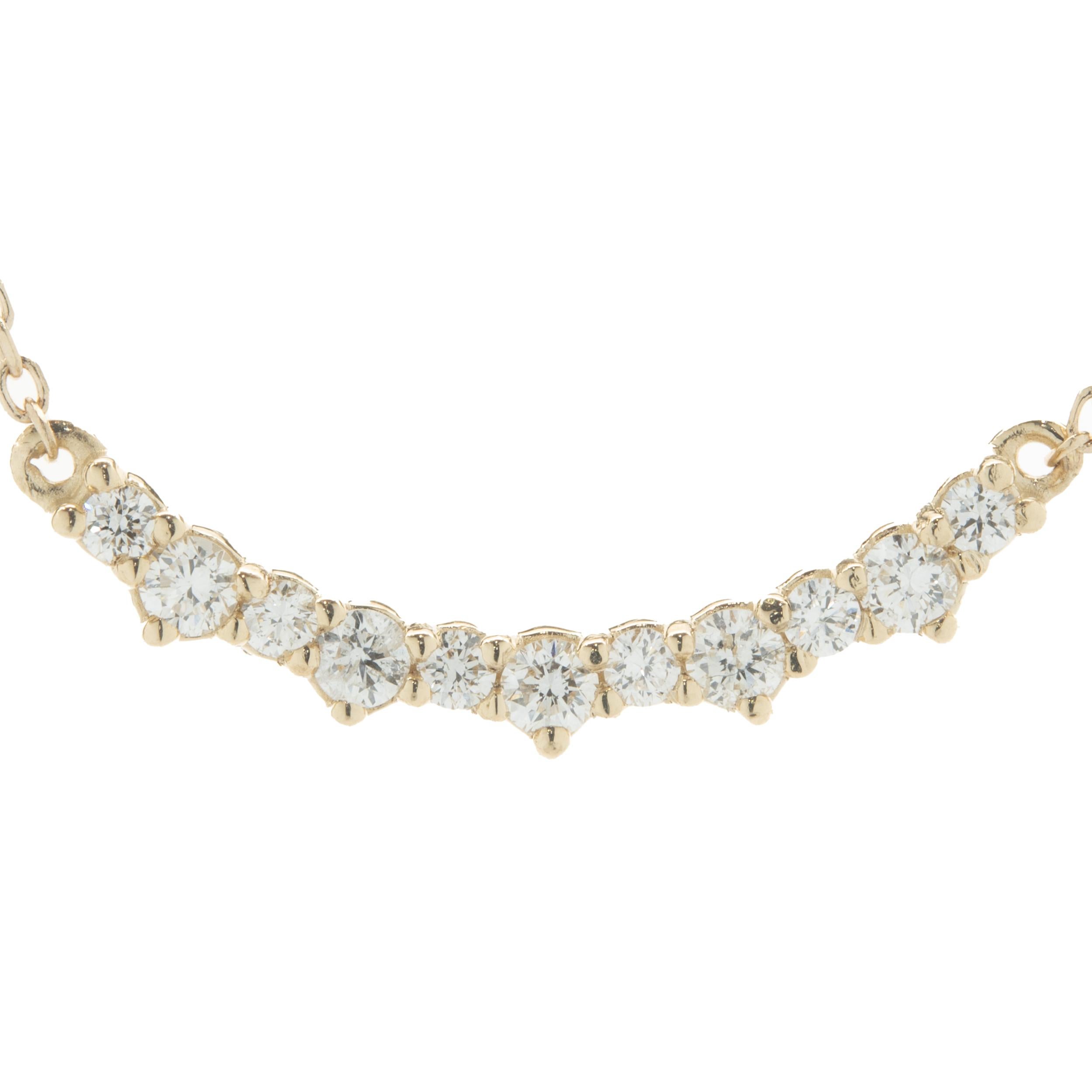 Collier sourire en or jaune 14 carats et diamants alternés Excellent état - En vente à Scottsdale, AZ