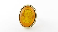 14 Karat Yellow Gold Amber Ring