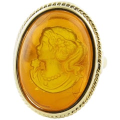 14 Karat Yellow Gold Amber Ring
