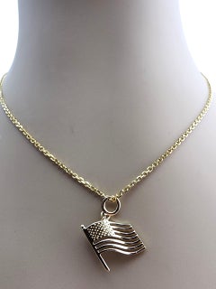 14 Karat Yellow Gold American Flag Charm #23672