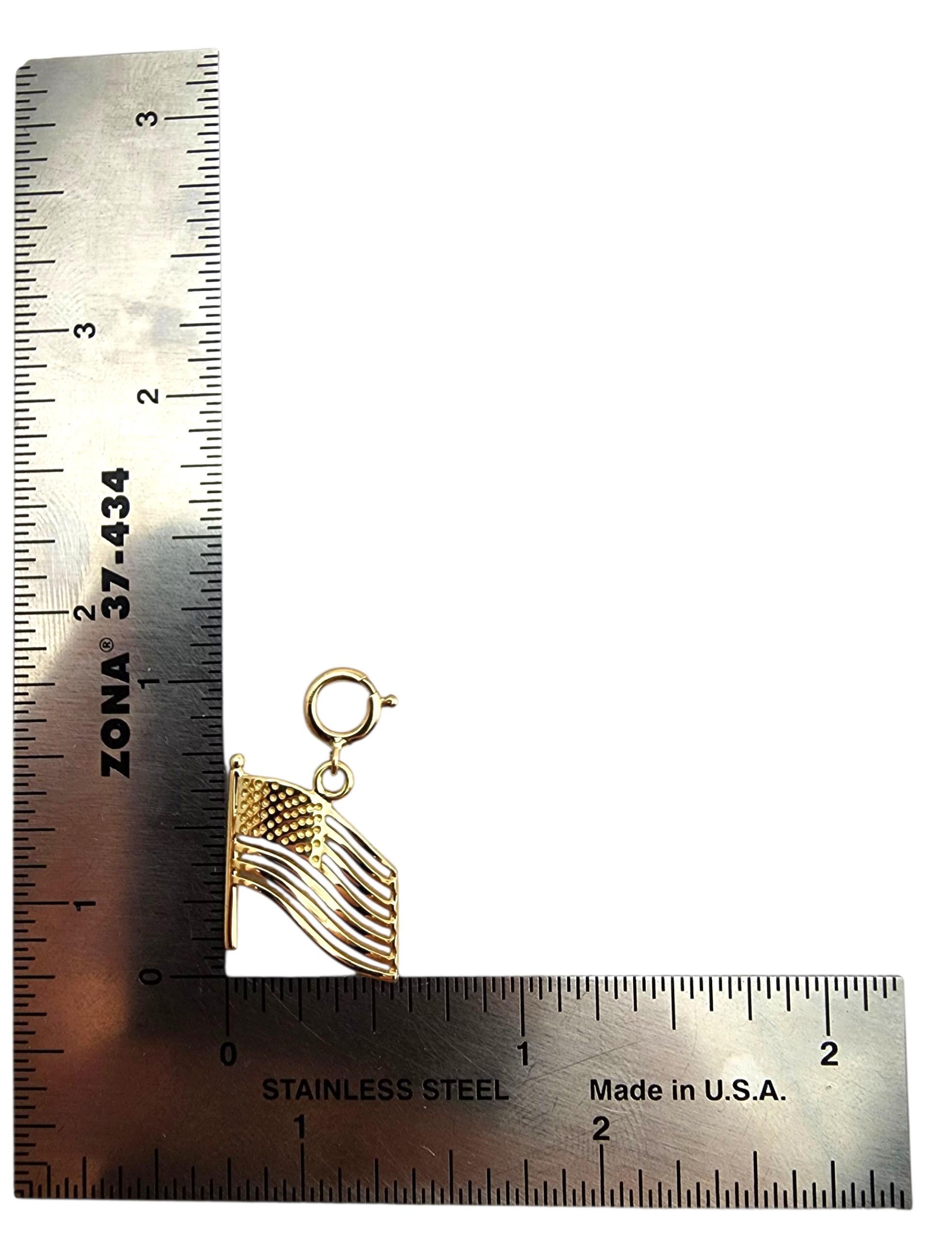 Contemporary 14 Karat Yellow Gold American Flag Charm #23672 For Sale