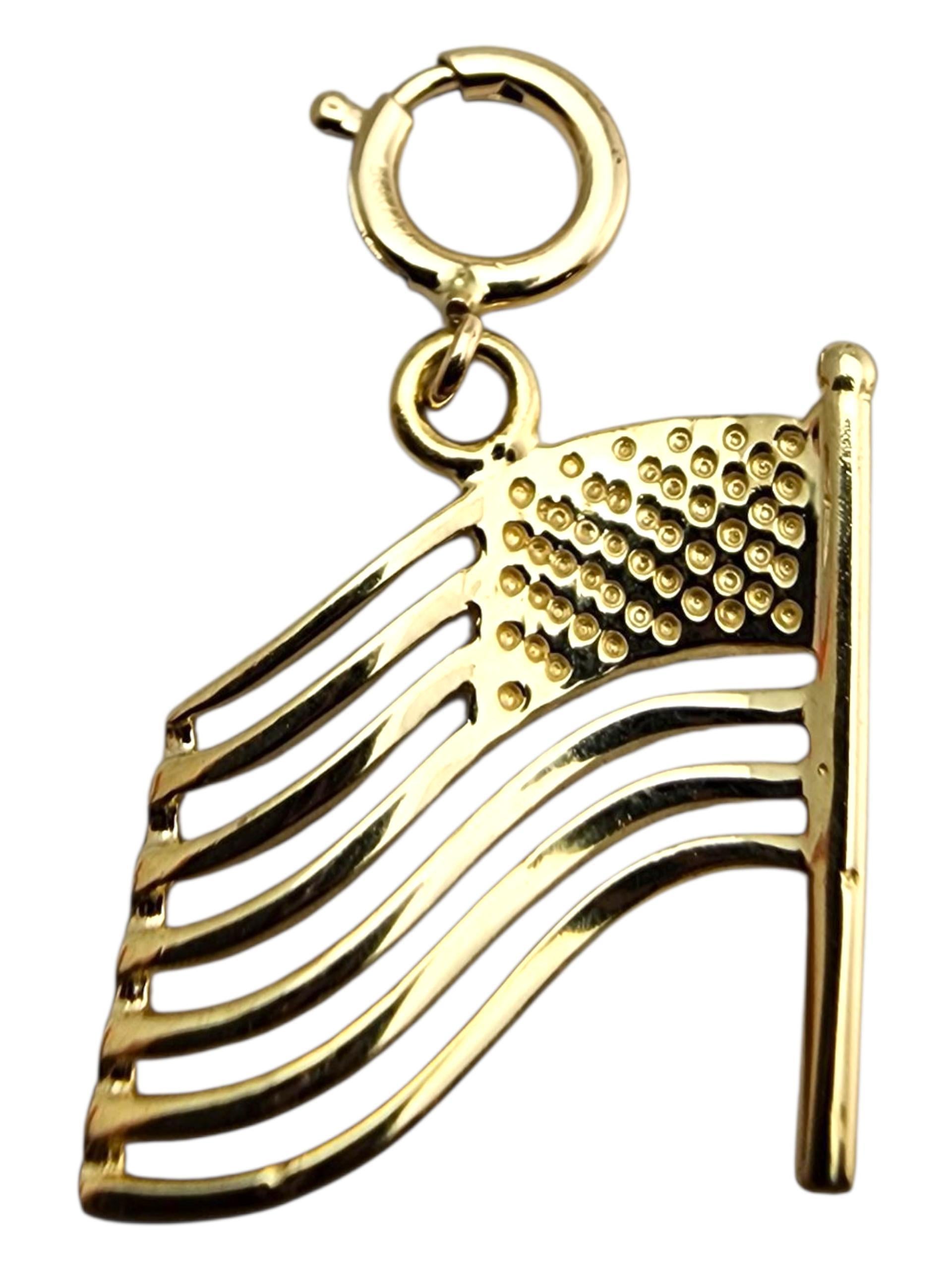 Women's 14 Karat Yellow Gold American Flag Charm #23672 For Sale