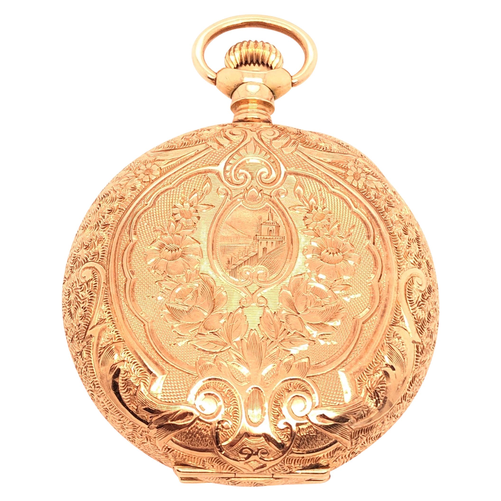  14 Karat Yellow Gold American Waltham Pocket Watch