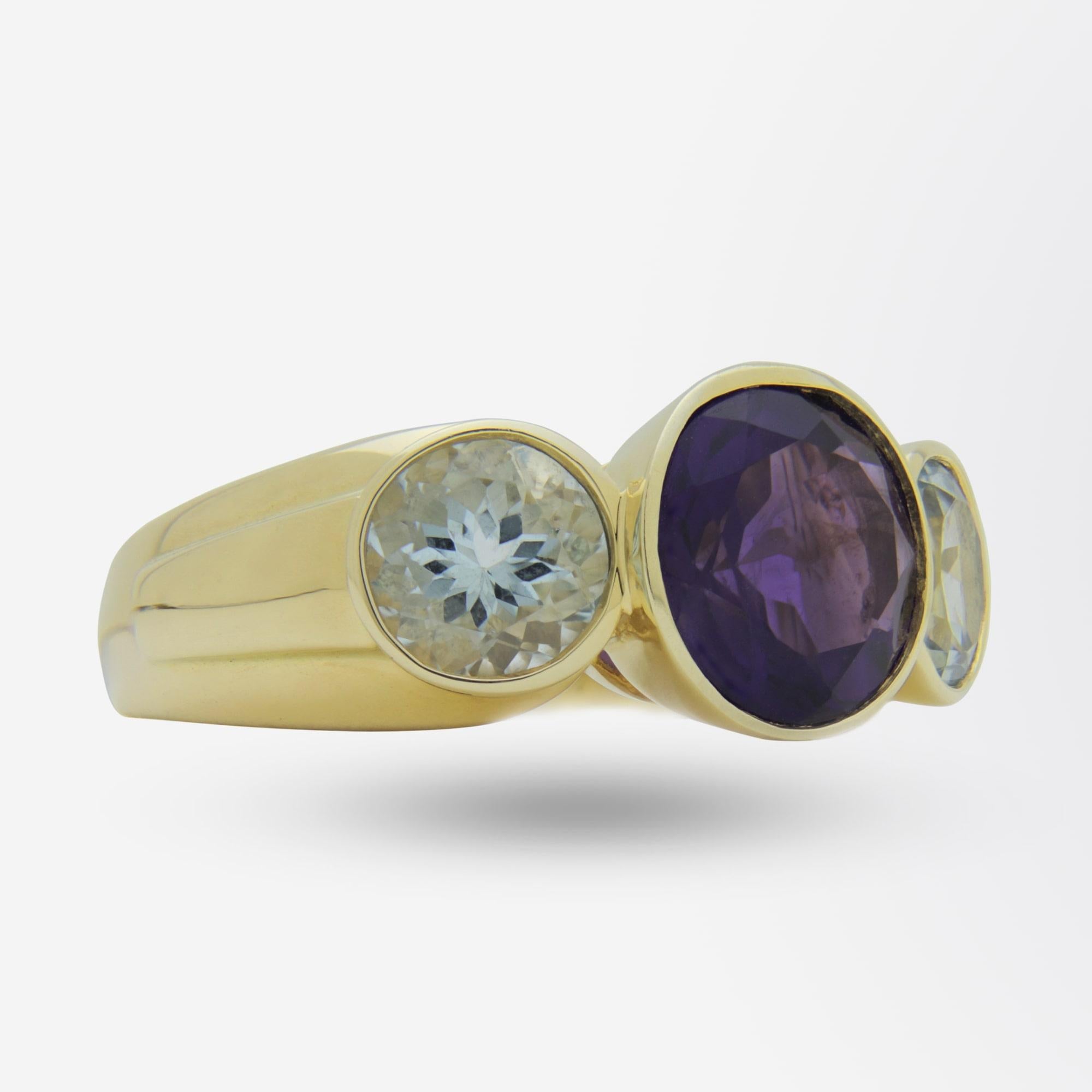 aquamarine and amethyst ring