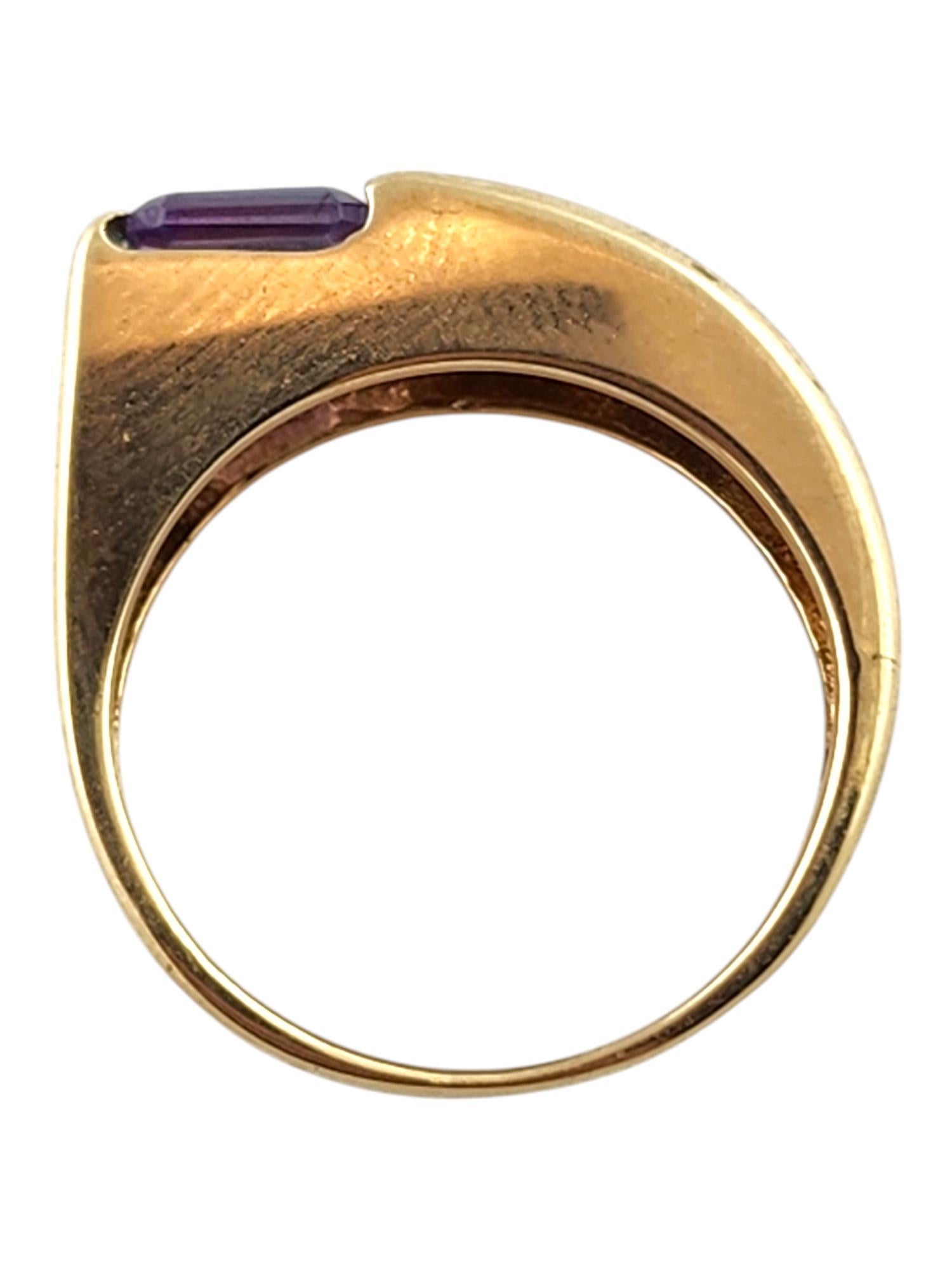 Women's 14 Karat Yellow Gold Amethyst and Blue Topaz Double Band Ring Size 6 #19819 For Sale