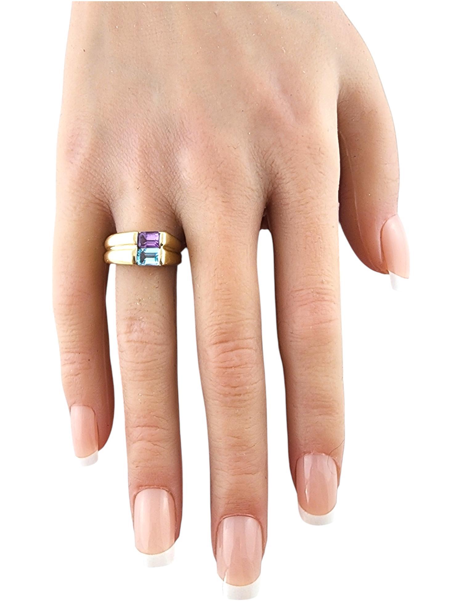 14 Karat Yellow Gold Amethyst and Blue Topaz Double Band Ring Size 6 #19819 For Sale 2