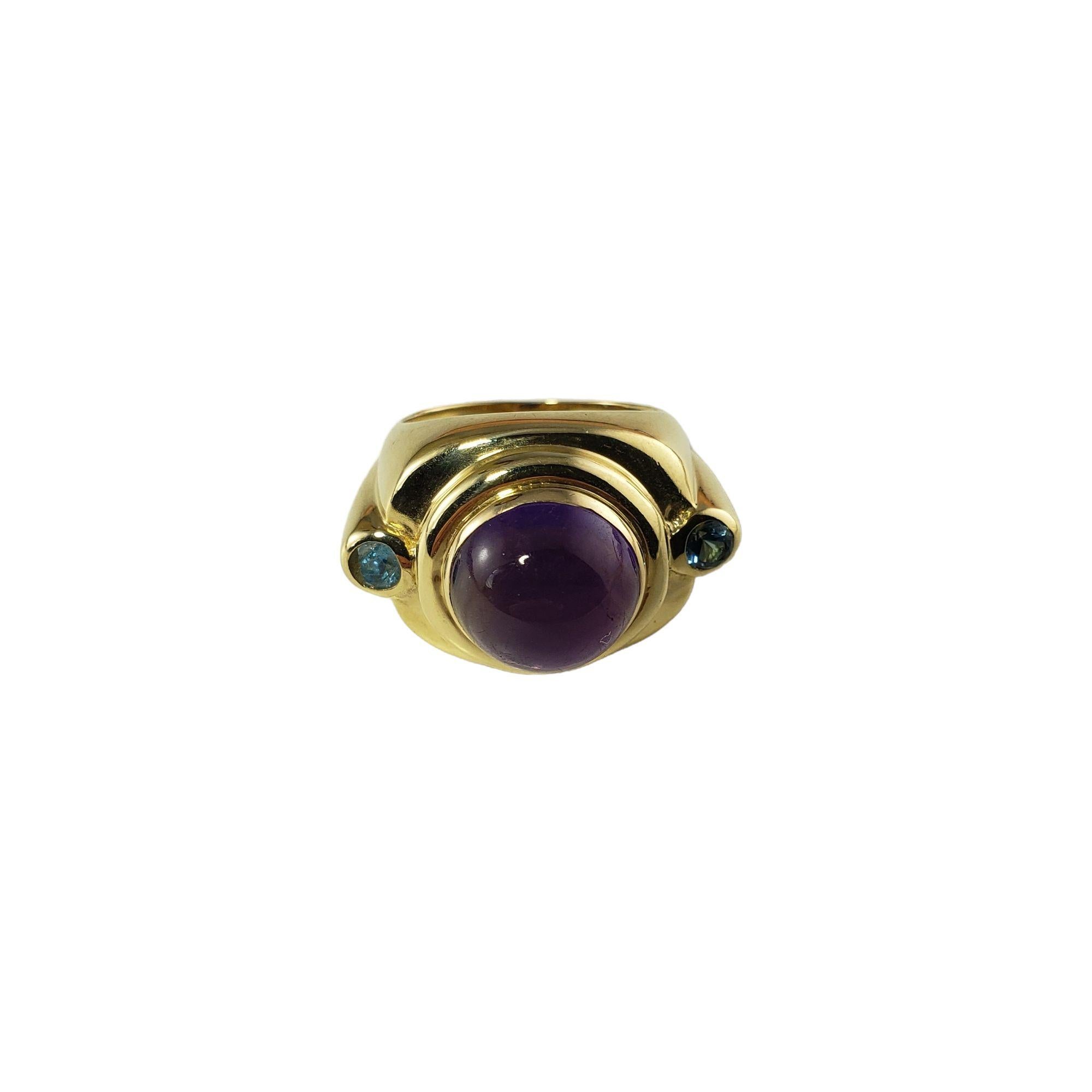 Women's 14 Karat Yellow Gold Amethyst and Blue Topaz Ring #14020 For Sale