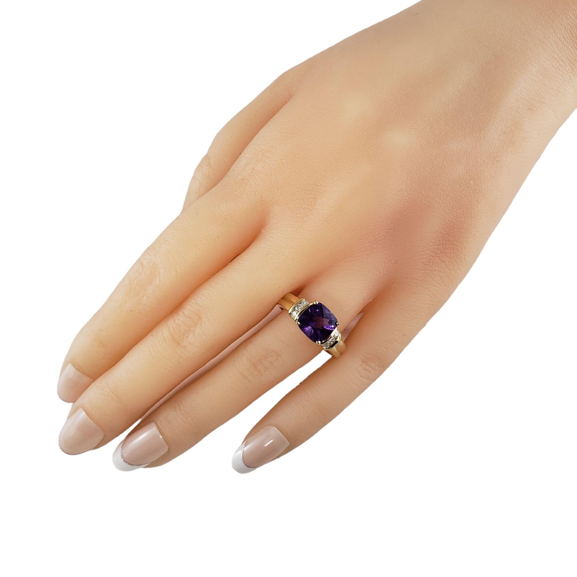 14 Karat Yellow Gold Amethyst and Diamond Ring GAI Certified For Sale 1