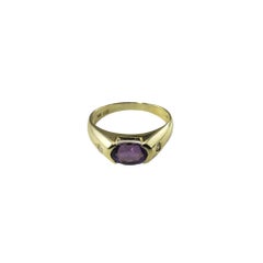 14 Karat Yellow Gold Amethyst and Diamond Ring Size 6 #15692