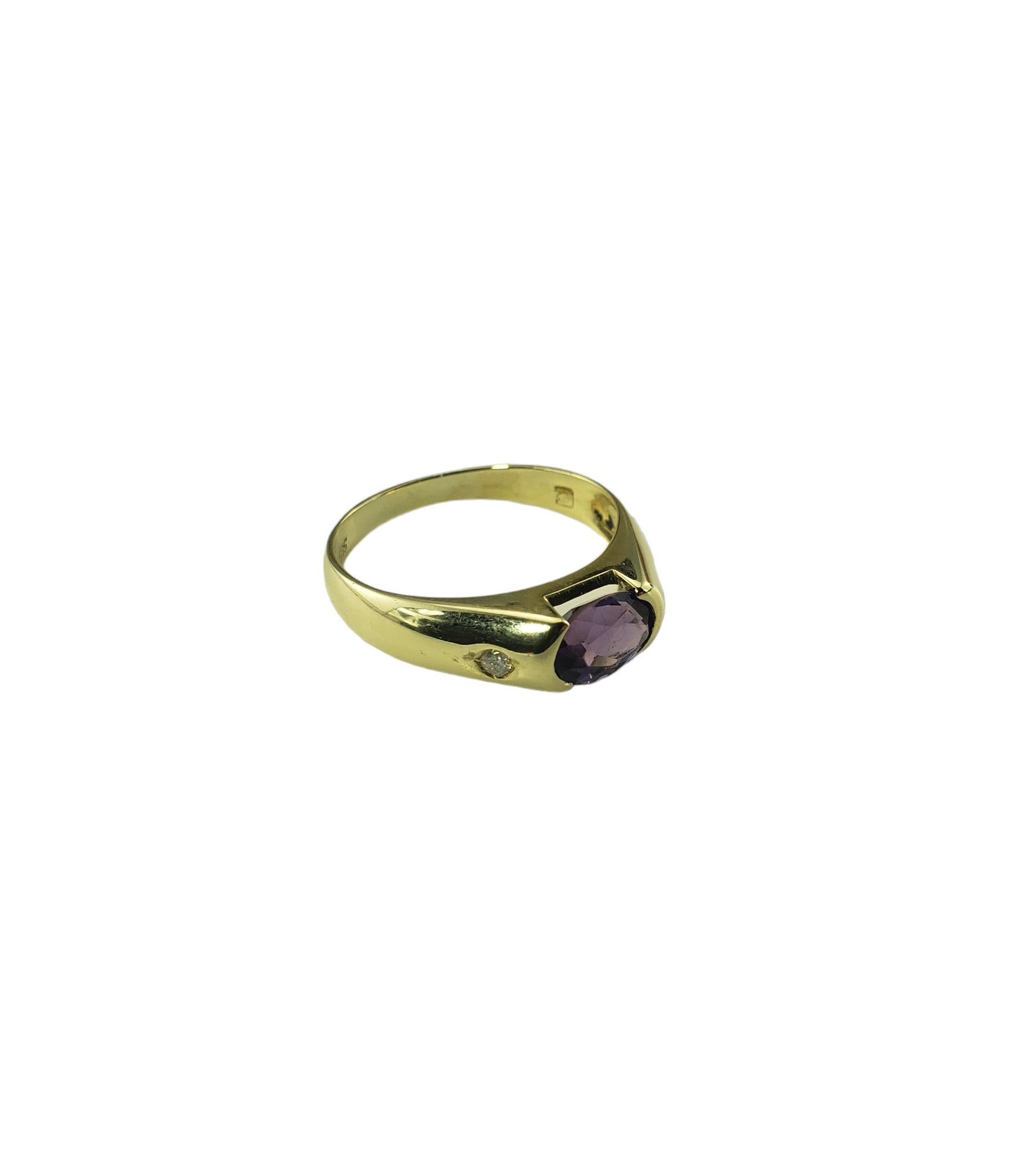 Oval Cut 14 Karat Yellow Gold Amethyst and Diamond Ring Size 6 #15692