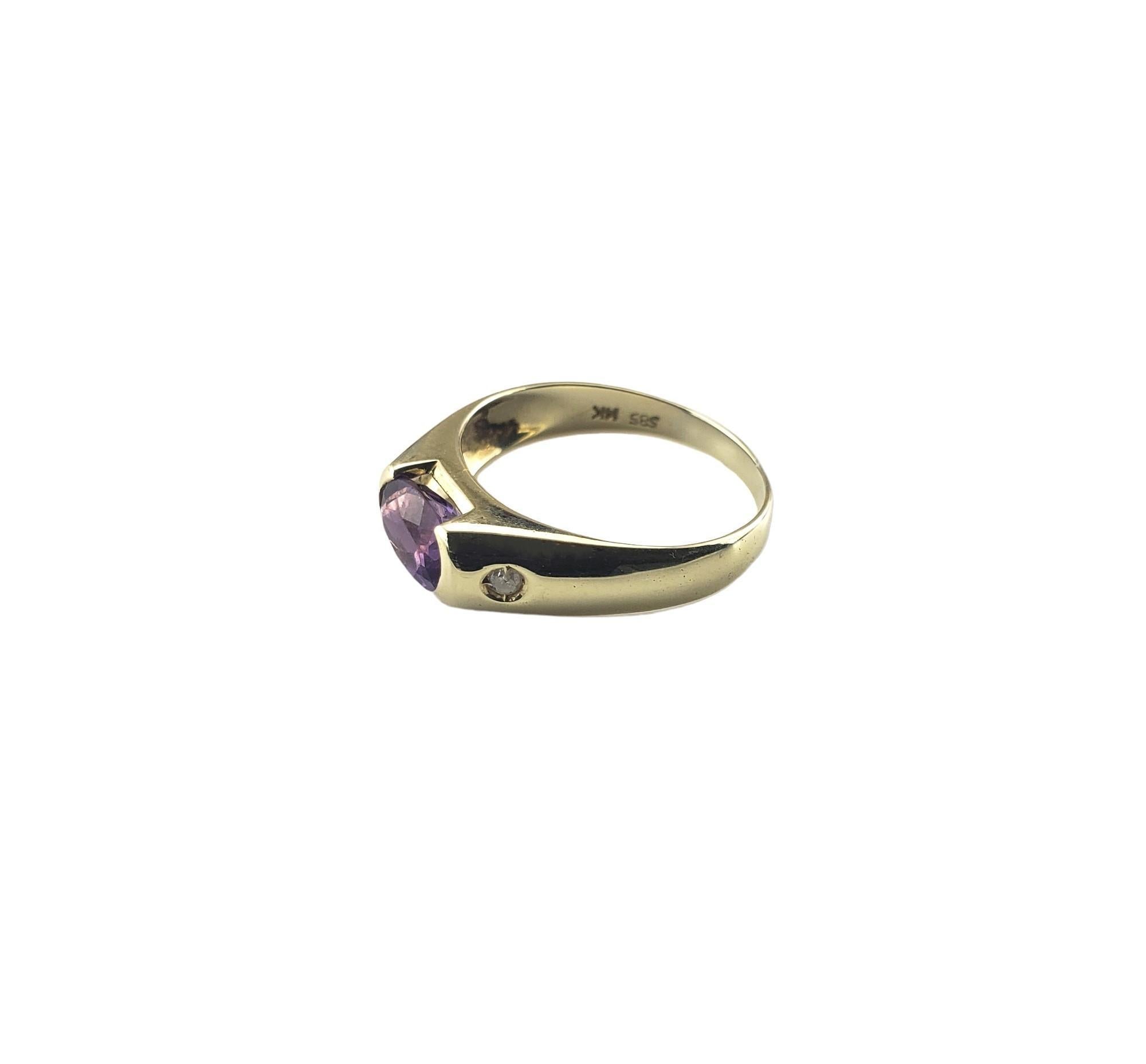14 Karat Yellow Gold Amethyst and Diamond Ring Size 6 #15692 In Good Condition In Washington Depot, CT