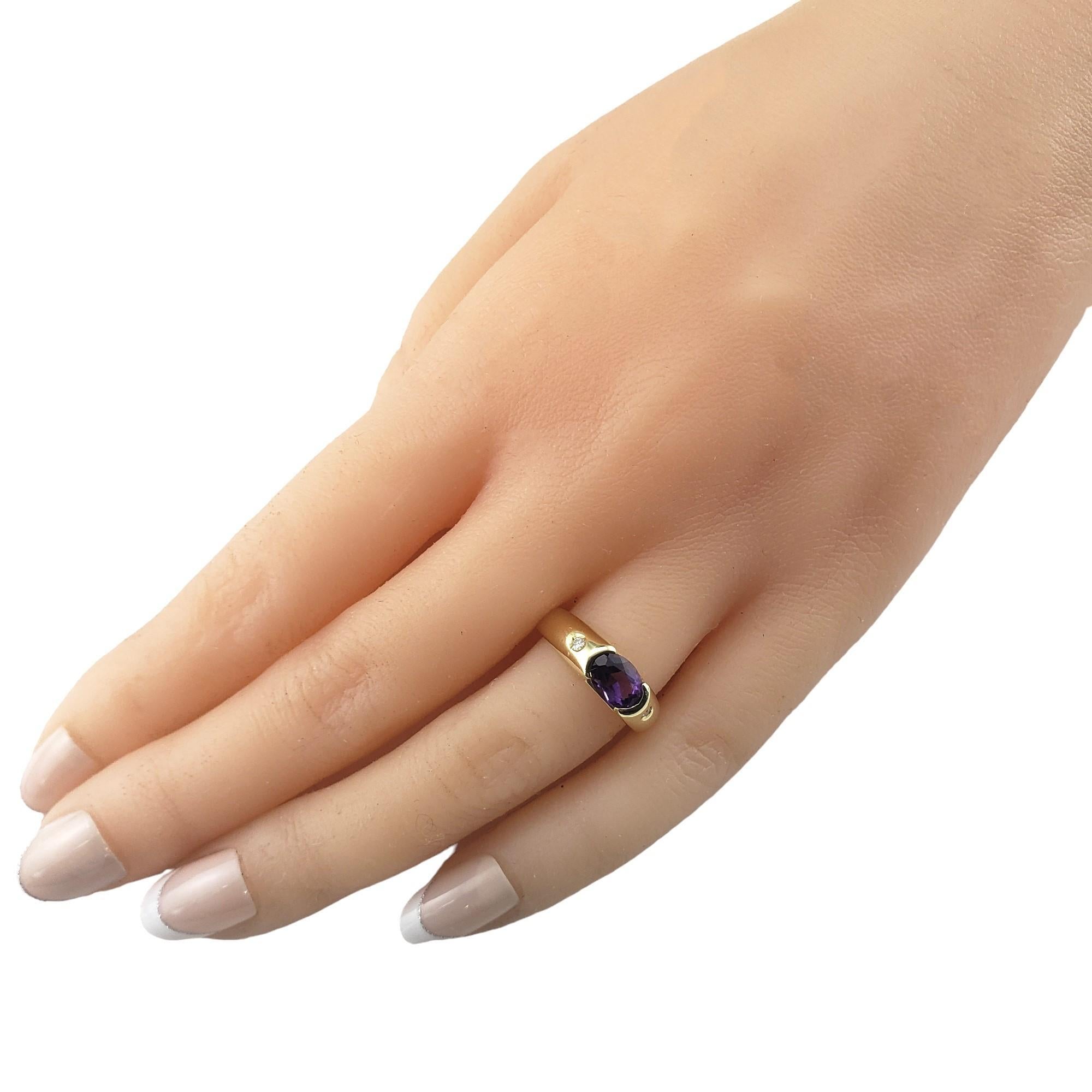 14 Karat Yellow Gold Amethyst and Diamond Ring Size 6 #15692 2