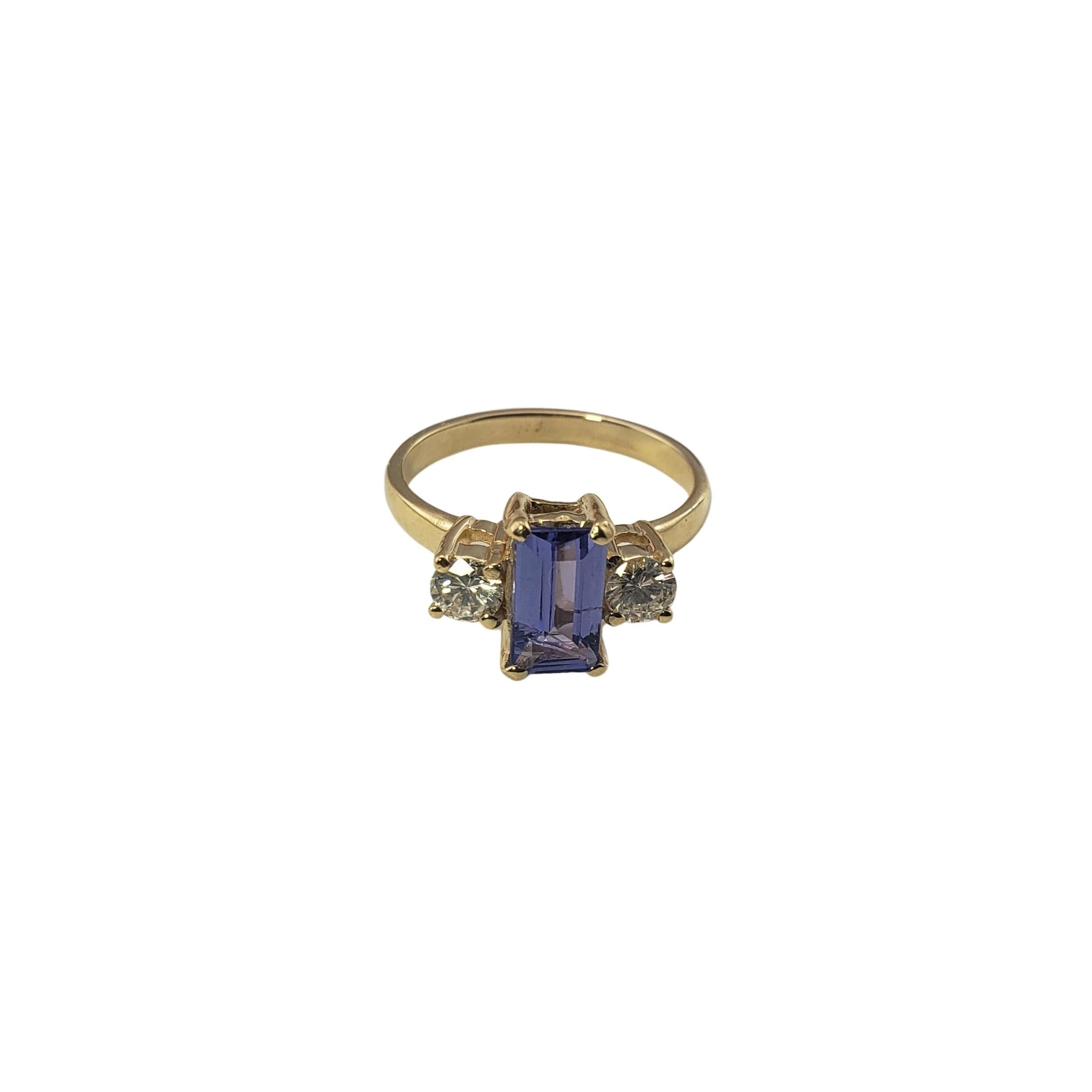 14 Karat Yellow Gold Amethyst and Diamond Ring Size 6 GAI Certified-

This elegant ring features one emerald cut amethyst (8 mm x 5 mm) and two round brilliant cut diamonds* set in classic 14K yellow gold.  Shank:  2 mm.

Amethyst weight:  1.26