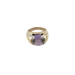 14 Karat Yellow Gold Amethyst and Diamond Ring