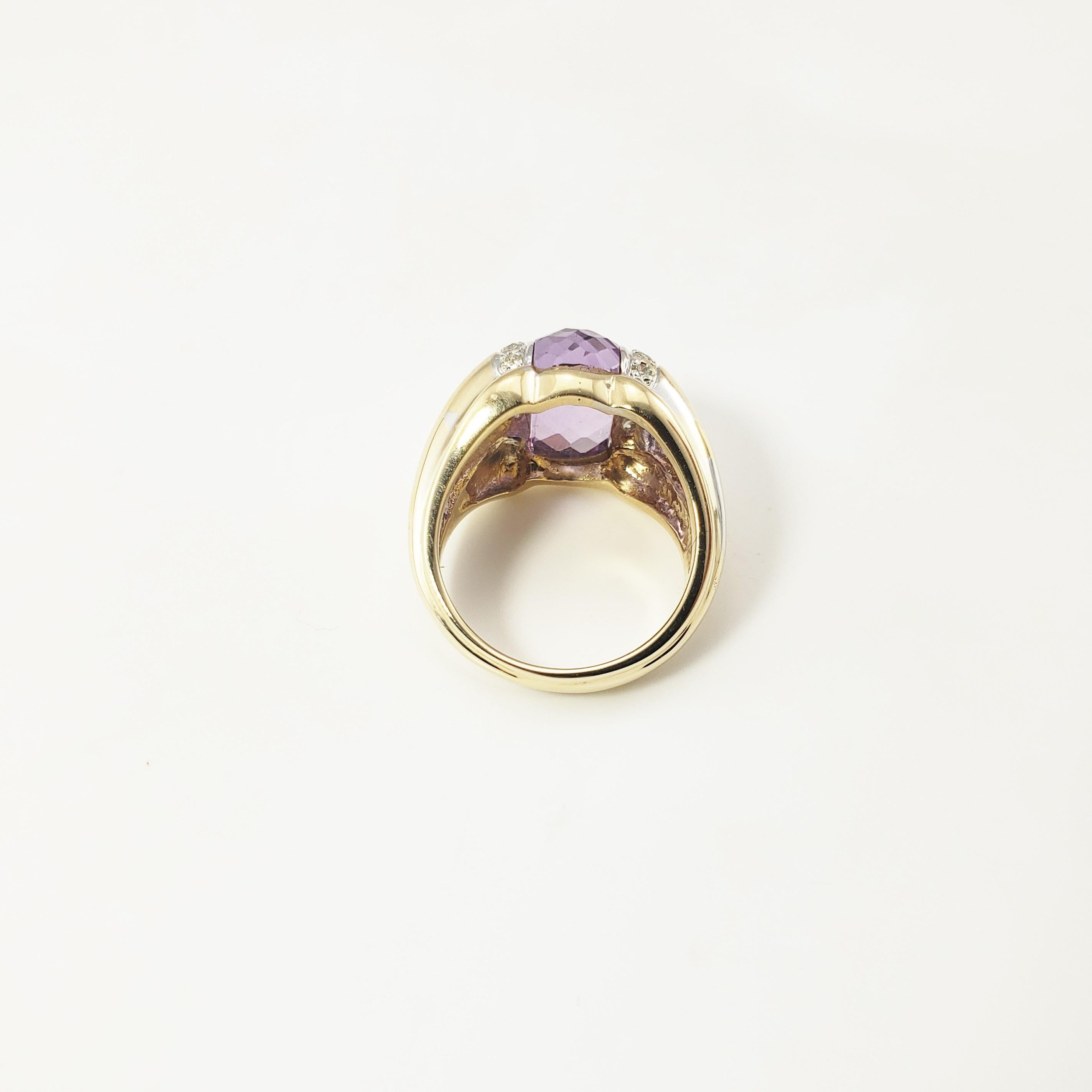 14 Karat Yellow Gold Amethyst and Diamond Ring For Sale 1
