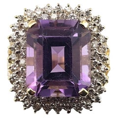 14 Karat Yellow Gold Amethyst and Diamond Ring