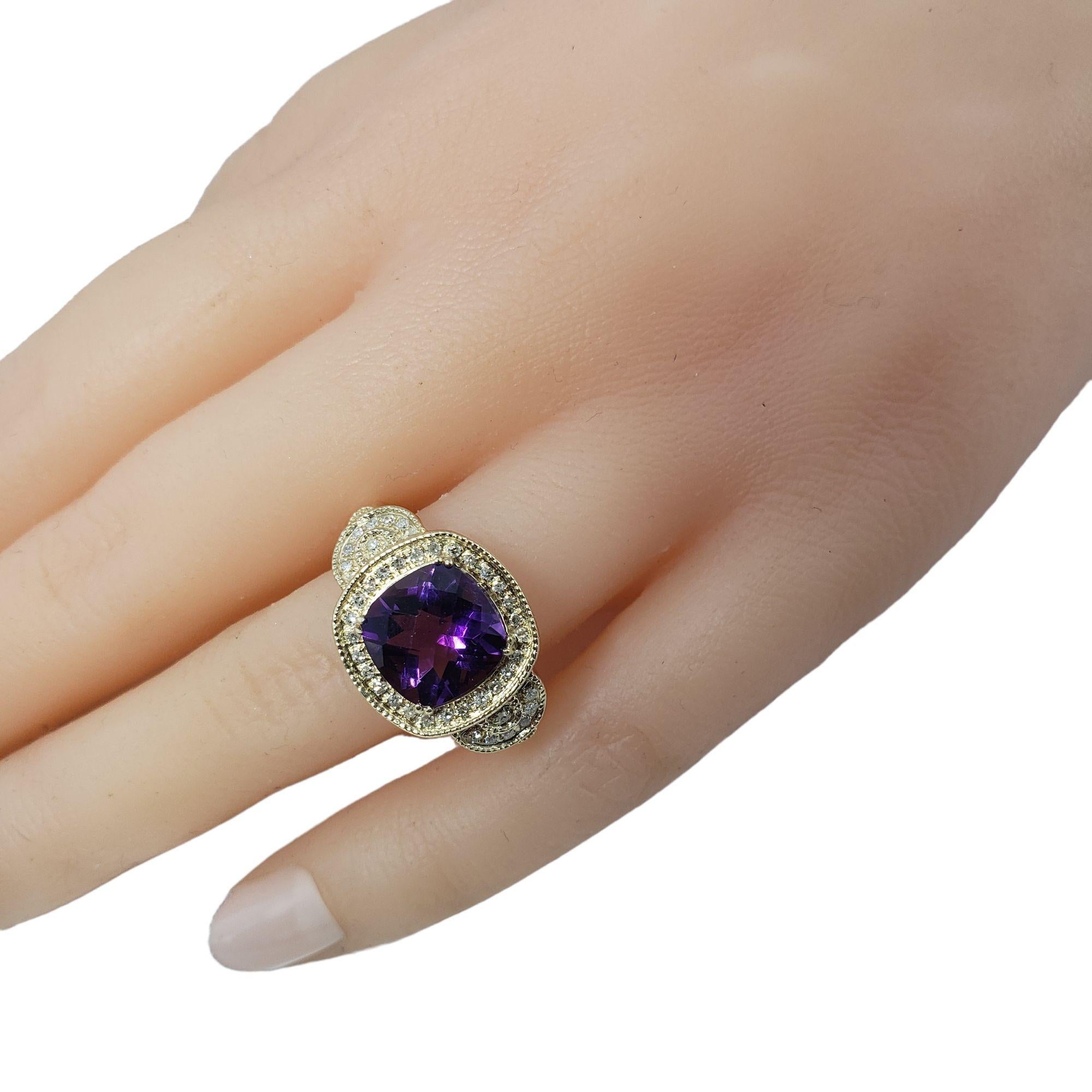 14 Karat Yellow Gold Amethyst and Diamond Ring Size 7.75 For Sale 4