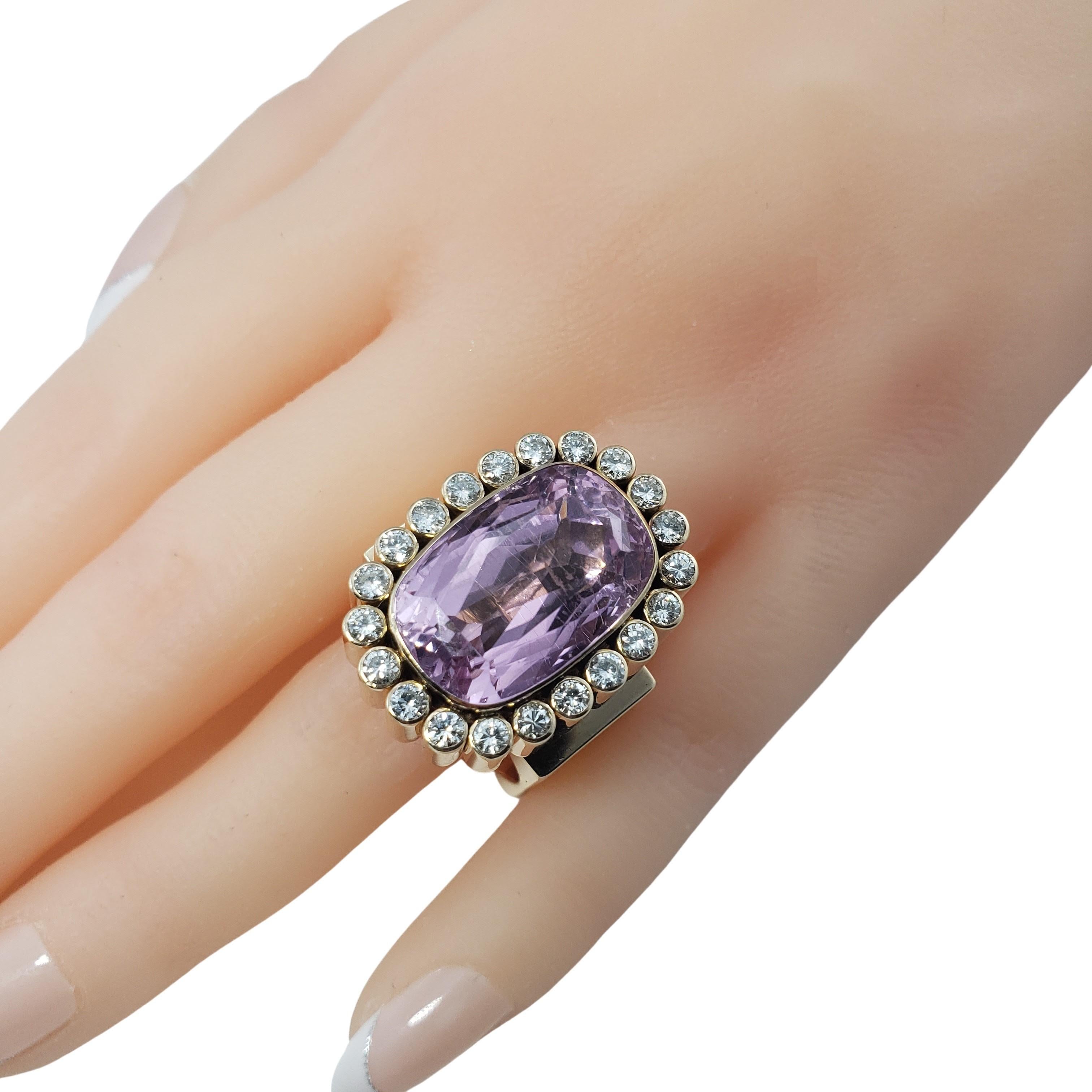 14 Karat Yellow Gold Amethyst and Diamond Ring For Sale 3