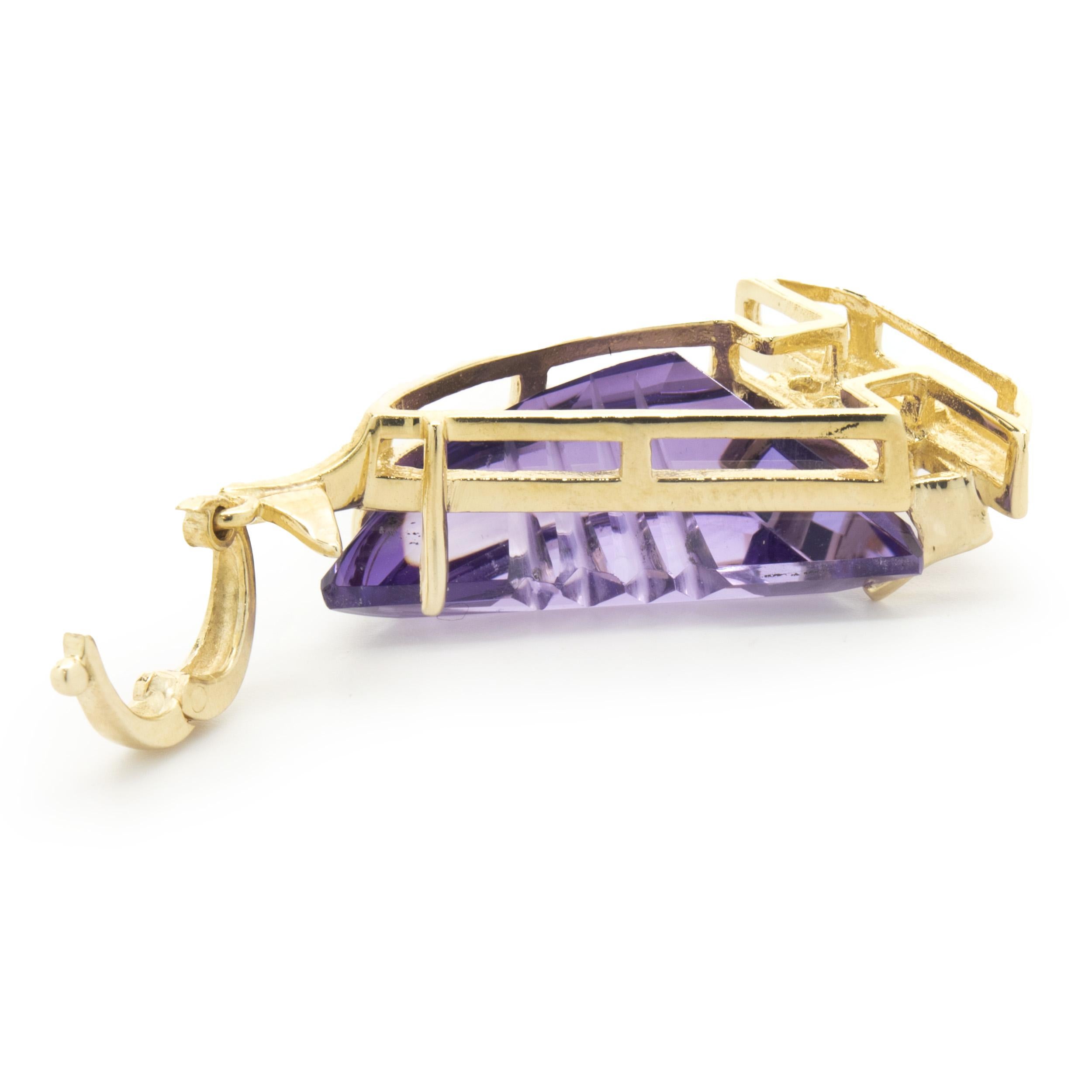 14 Karat Yellow Gold Amethyst and Diamond Sailboat Pendant In Excellent Condition In Scottsdale, AZ