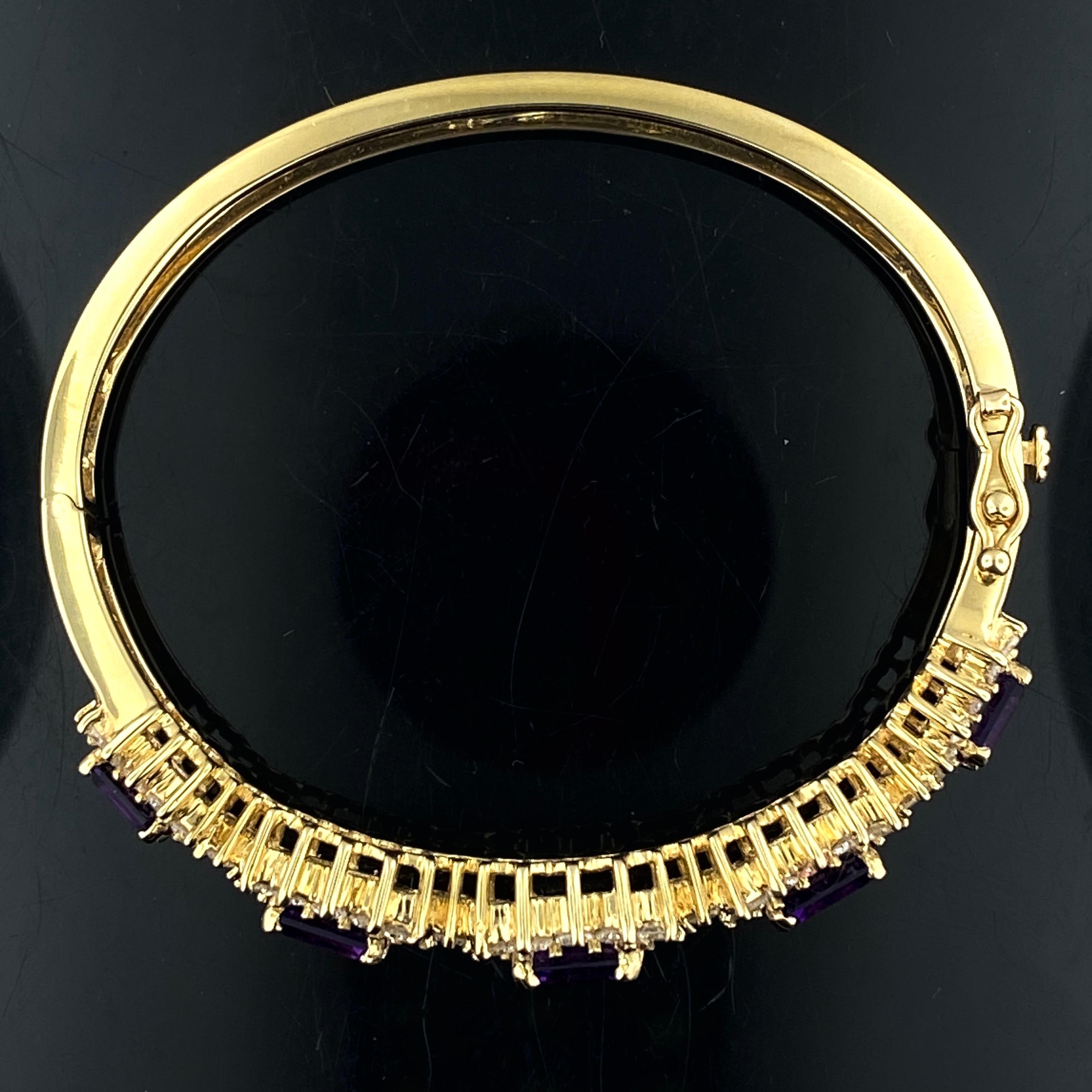 Bracelet jonc en or jaune 14 carats avec améthyste en vente 4