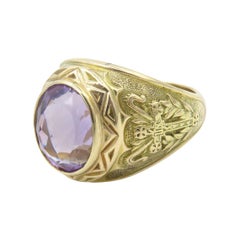 14 Karat Gelbgold Amethyst-Bishop-Ring