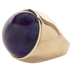 14 Karat Yellow Gold Amethyst Cabochon Ring