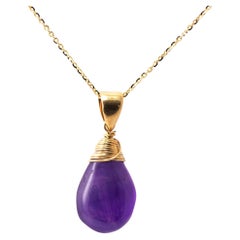 14 Karat Yellow Gold Amethyst Necklace