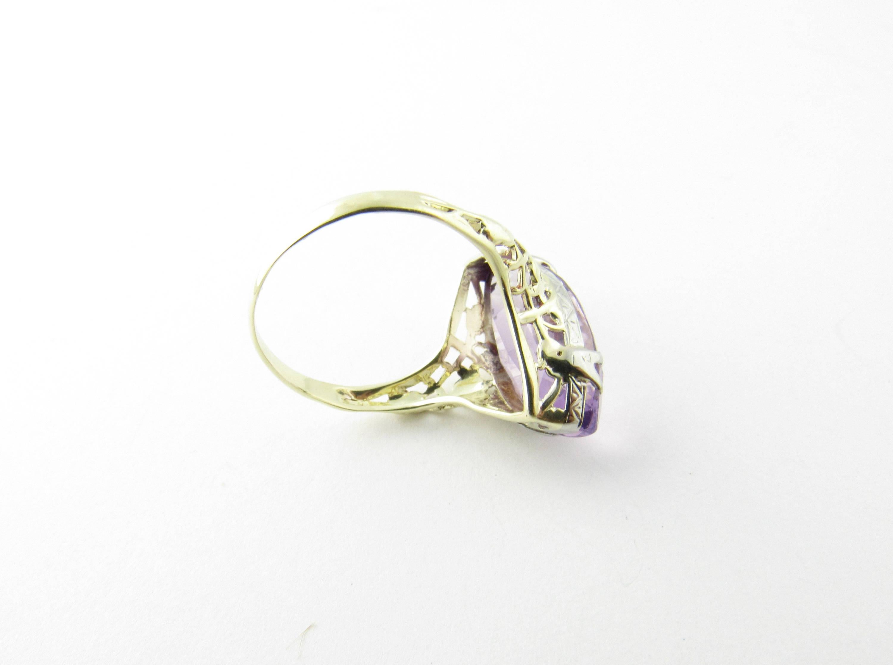14 Karat Yellow Gold Amethyst Ring In Good Condition For Sale In Washington Depot, CT