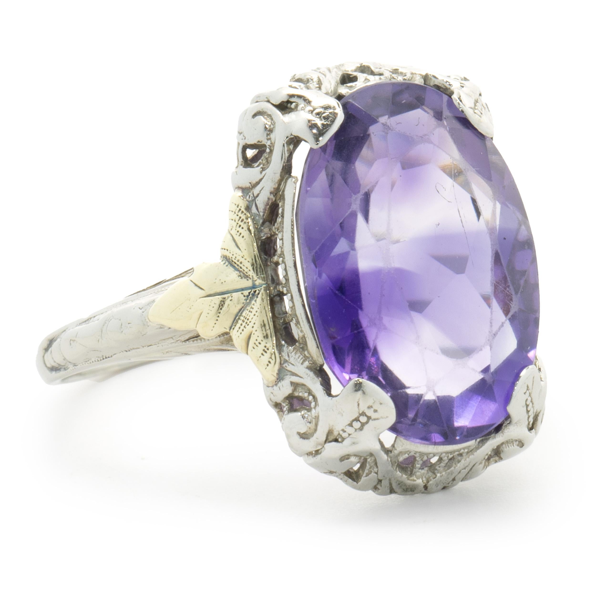 14 Karat White Gold Amethyst Ring In Excellent Condition For Sale In Scottsdale, AZ