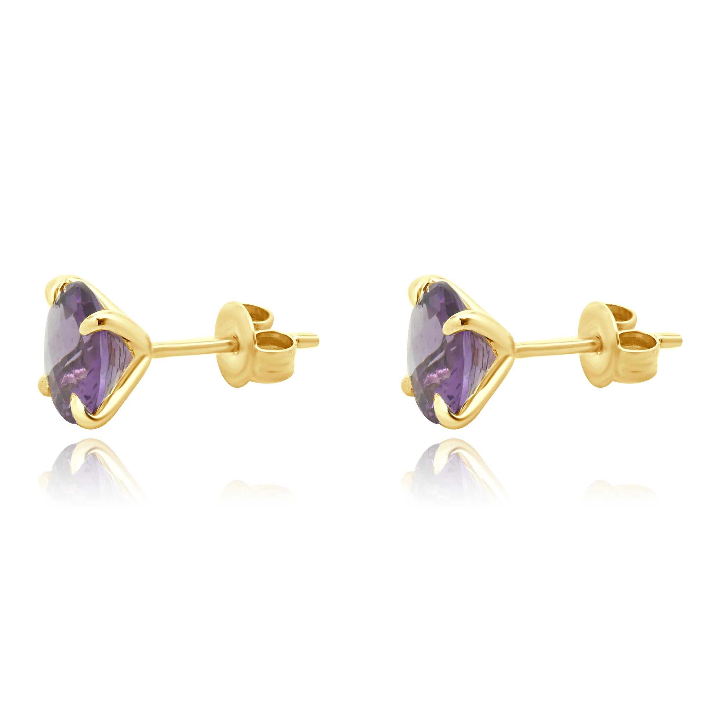 Designer: custom
Material: 14K yellow gold
Amethyst: 2 round cut = 4.00cttw
Weight: 1.70 grams