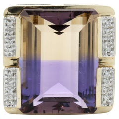 14 Karat Gelbgold Ametrine und Diamant- Slide-Anhänger mit Schienenanhänger