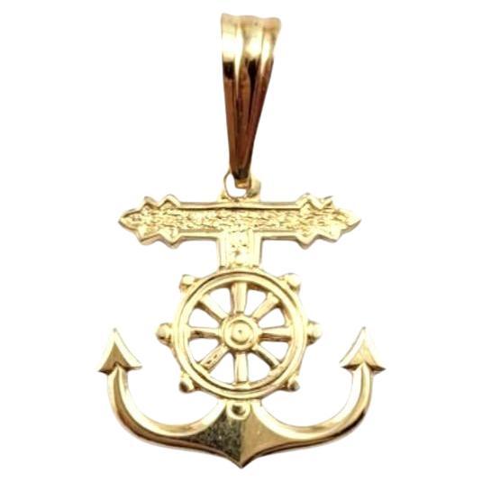14 Karat Yellow Gold Anchor and Ship Wheel Pendant #21498