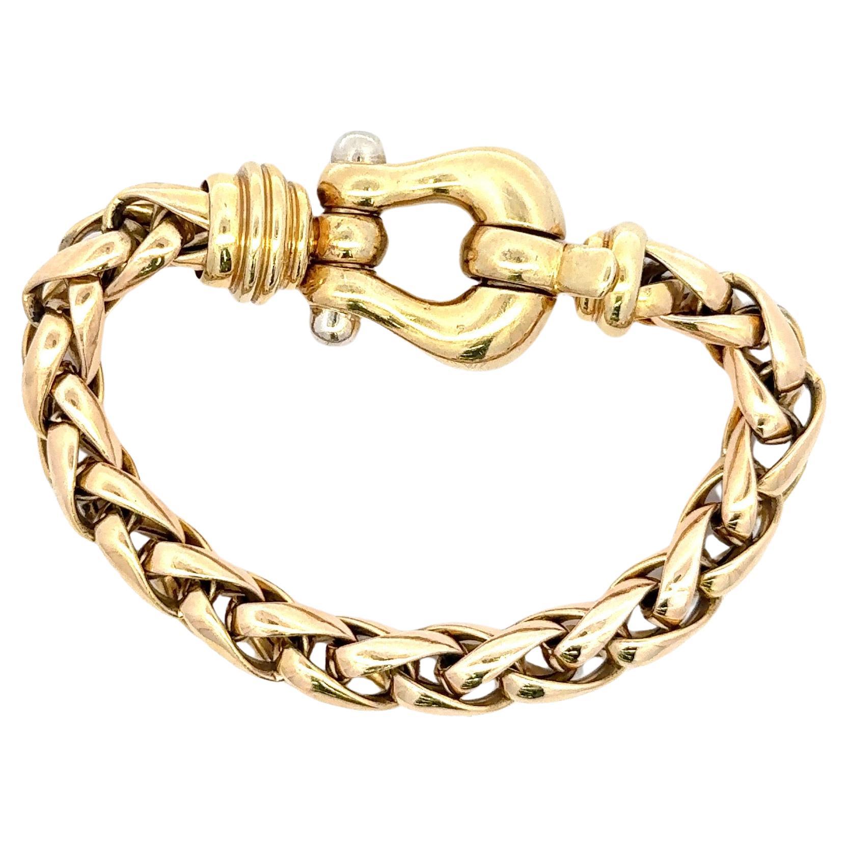 Bracelet à maillons en or jaune 14 carats avec un fermoir à motif d'ancre, pesant 44,2 grammes.
Anchor Lock - 1 pouce * 7/8 