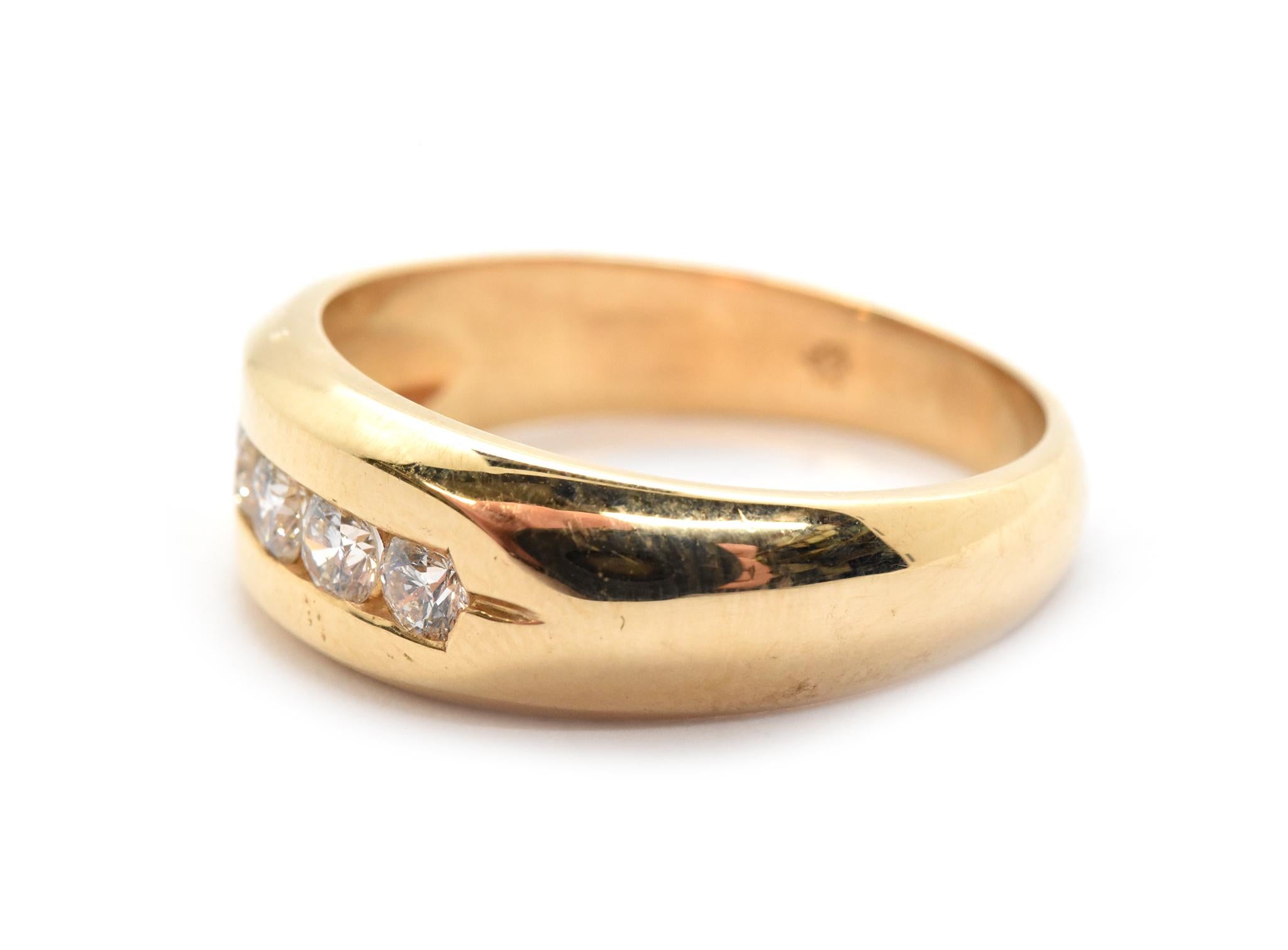 14 Karat Yellow Gold and 0.25 Carat Round Diamond Band Ring (Rundschliff)