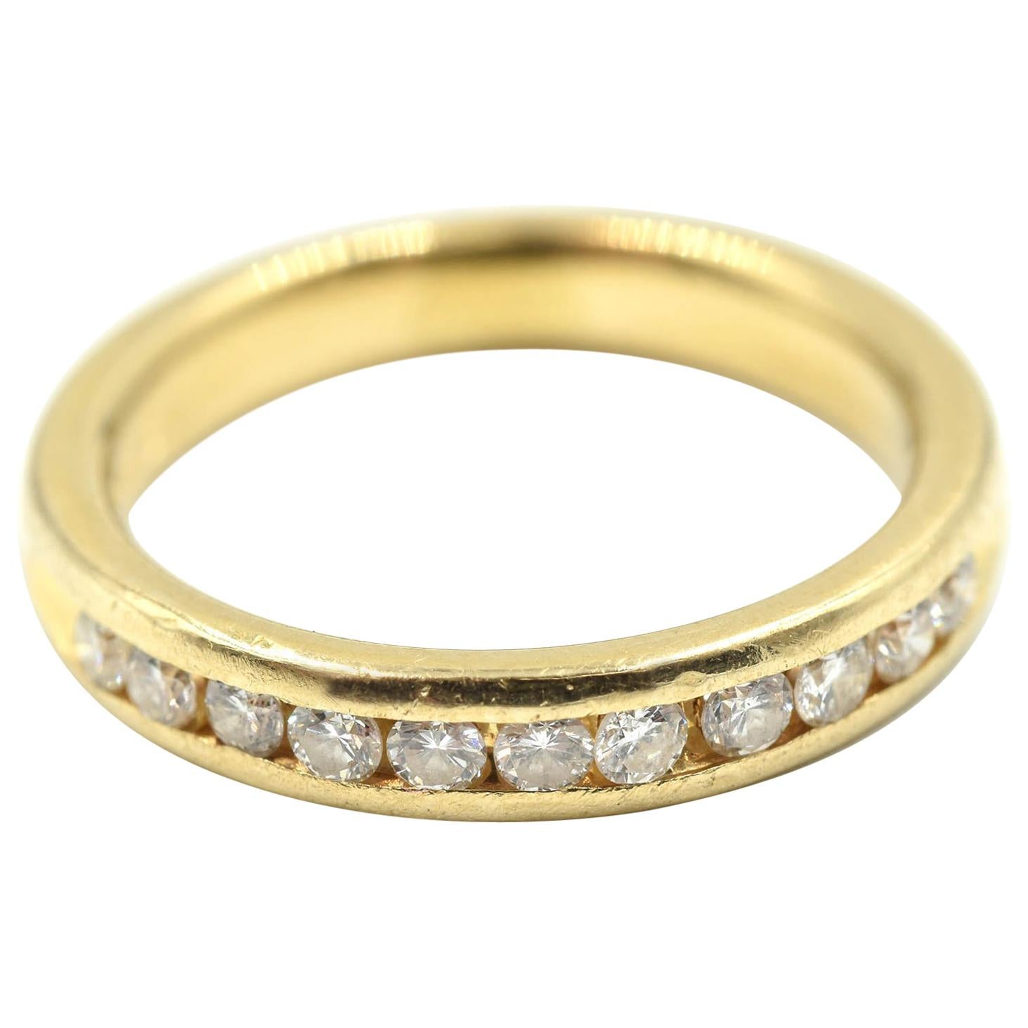 14 Karat Yellow Gold and 0.33 Carat Round Diamond Band Ring