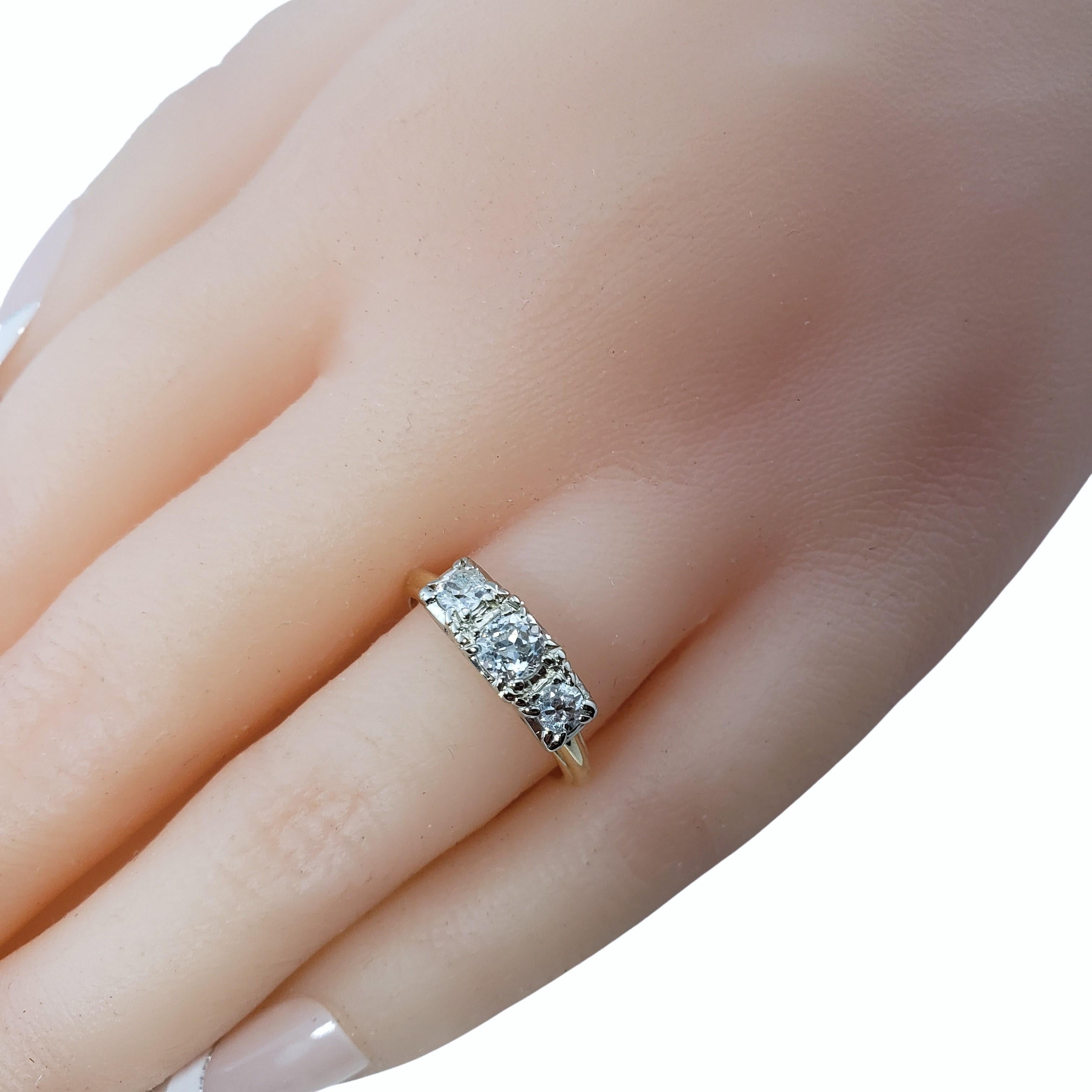 14 Karat Yellow Gold and 3 Stone Diamond Ring Size 5.5 #18418 For Sale 6