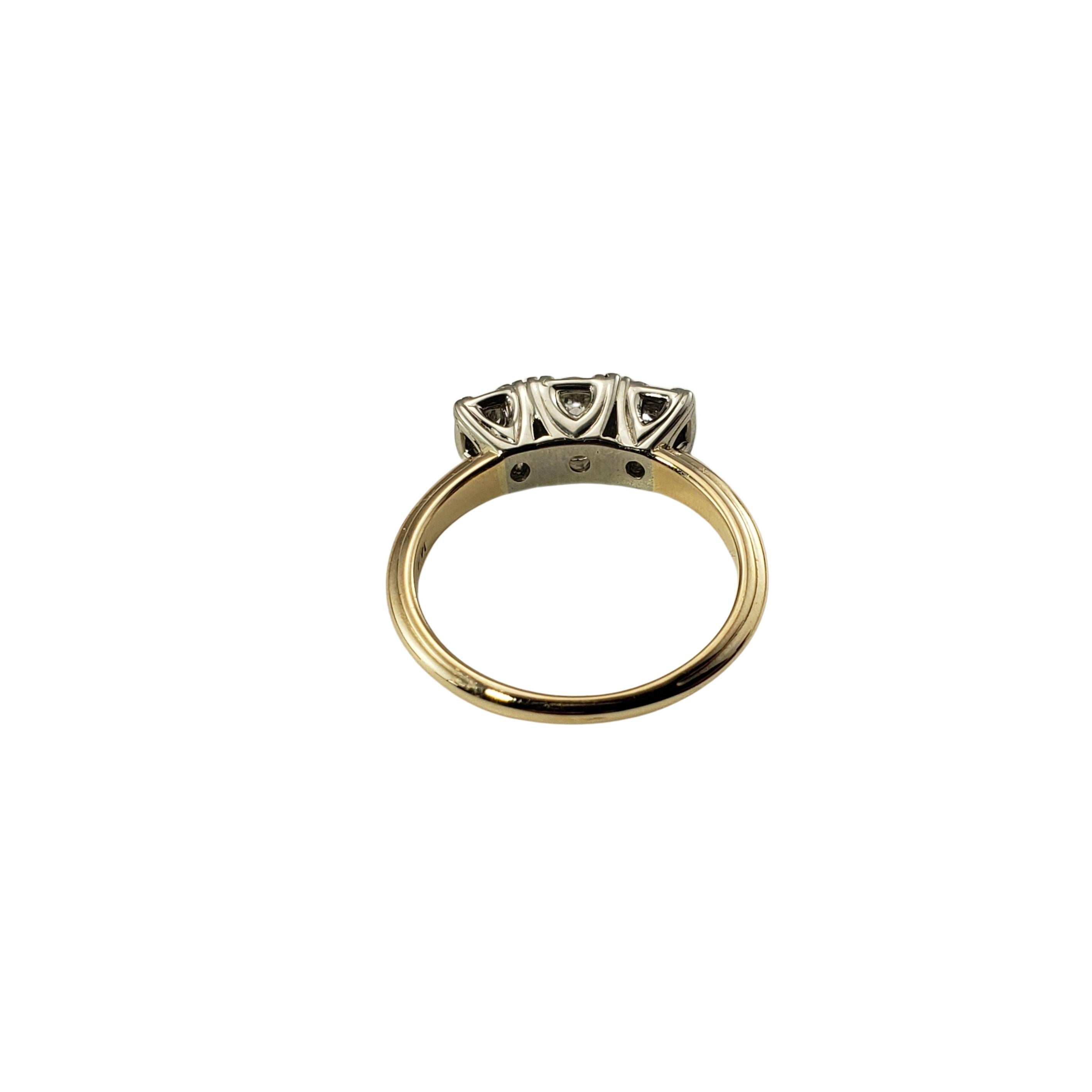 14 Karat Yellow Gold and 3 Stone Diamond Ring Size 5.5 #18418 For Sale 2