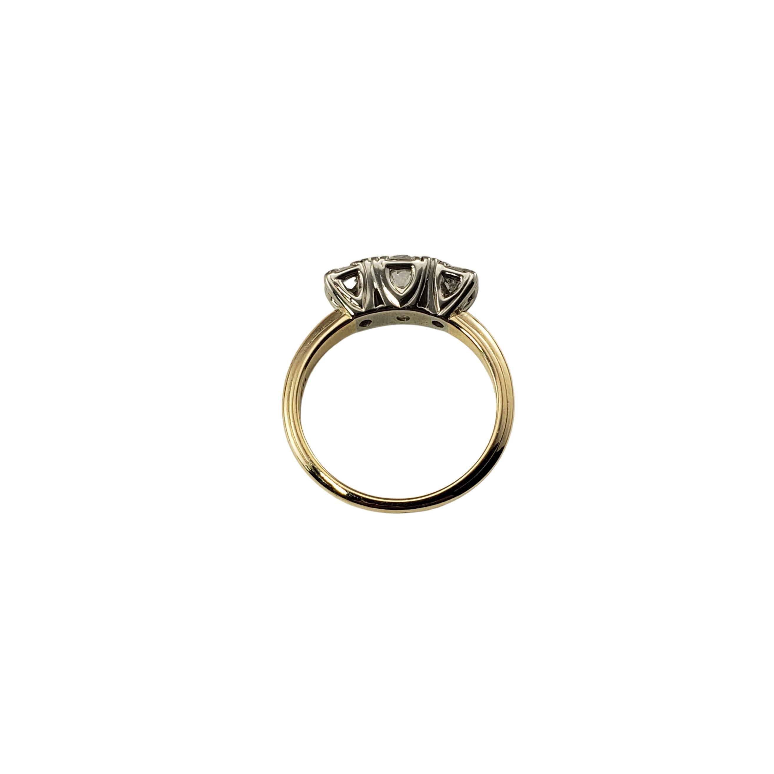 14 Karat Yellow Gold and 3 Stone Diamond Ring Size 5.5 #18418 For Sale 3