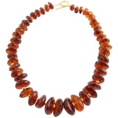 14 Karat Yellow Gold and Amber Necklace
