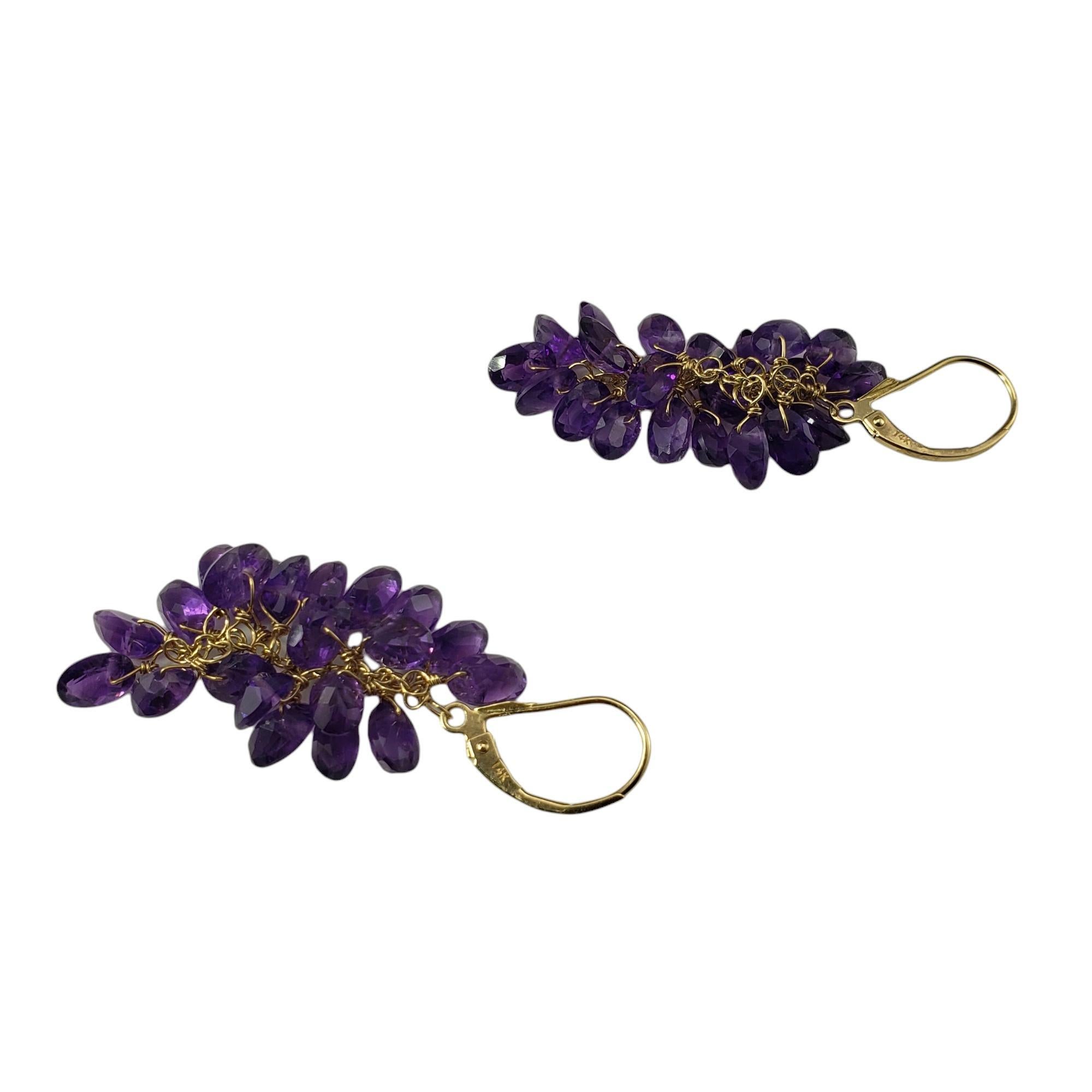 14 Karat Yellow Gold and Amethyst Dangle Earrings #17159 In Good Condition For Sale In Washington Depot, CT