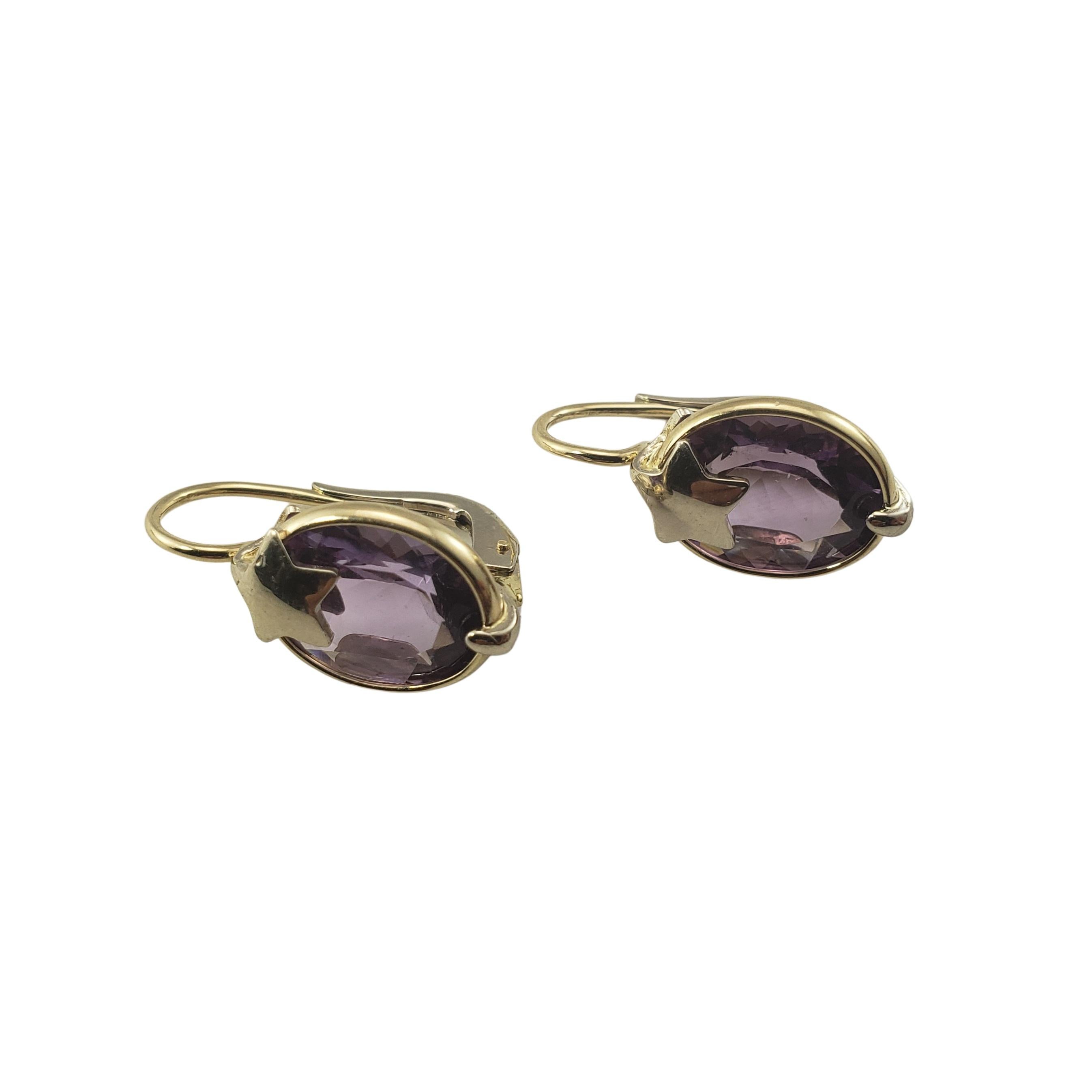 Oval Cut 14 Karat Yellow Gold and Amethyst Earrings For Sale